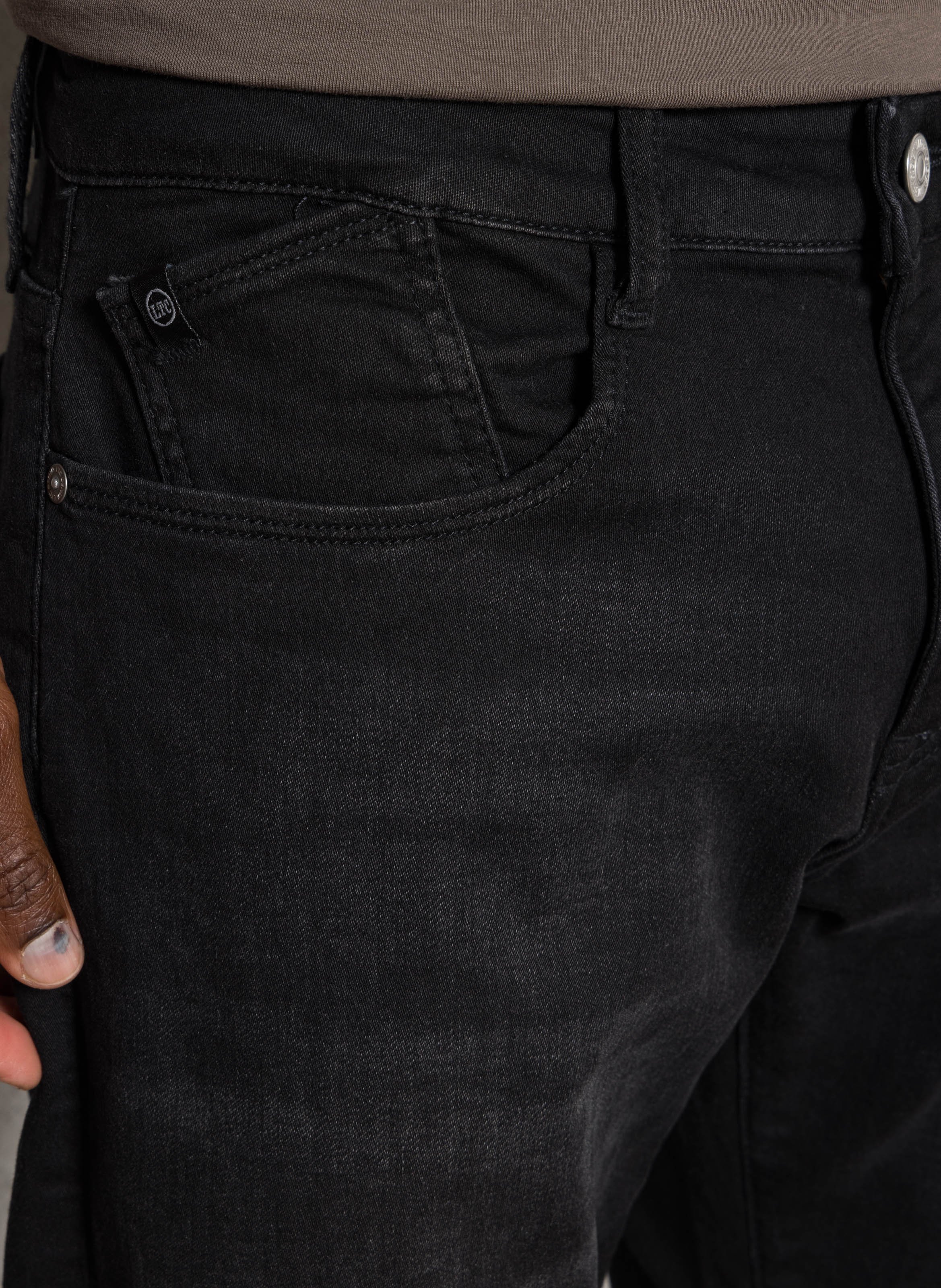 High-rise plain straight jeans LE TEMPS DES CERISES Black