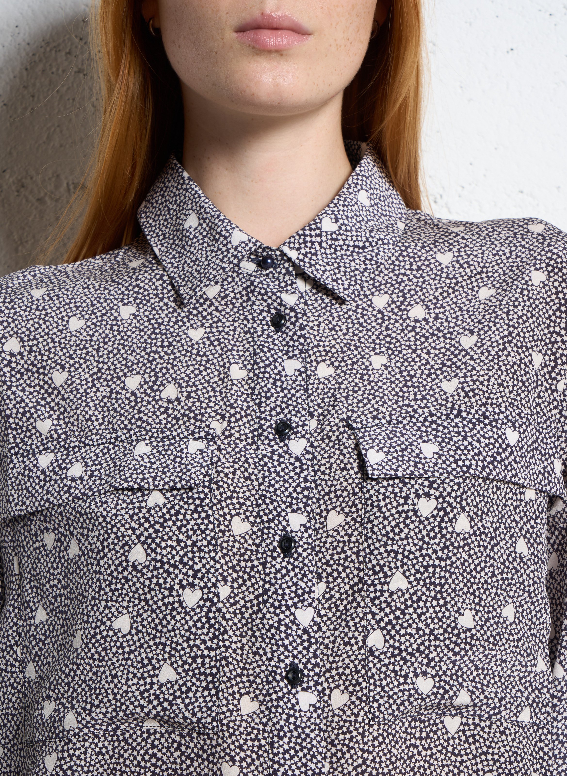 Loose-fit silk shirt DES PETITS HAUTS Black