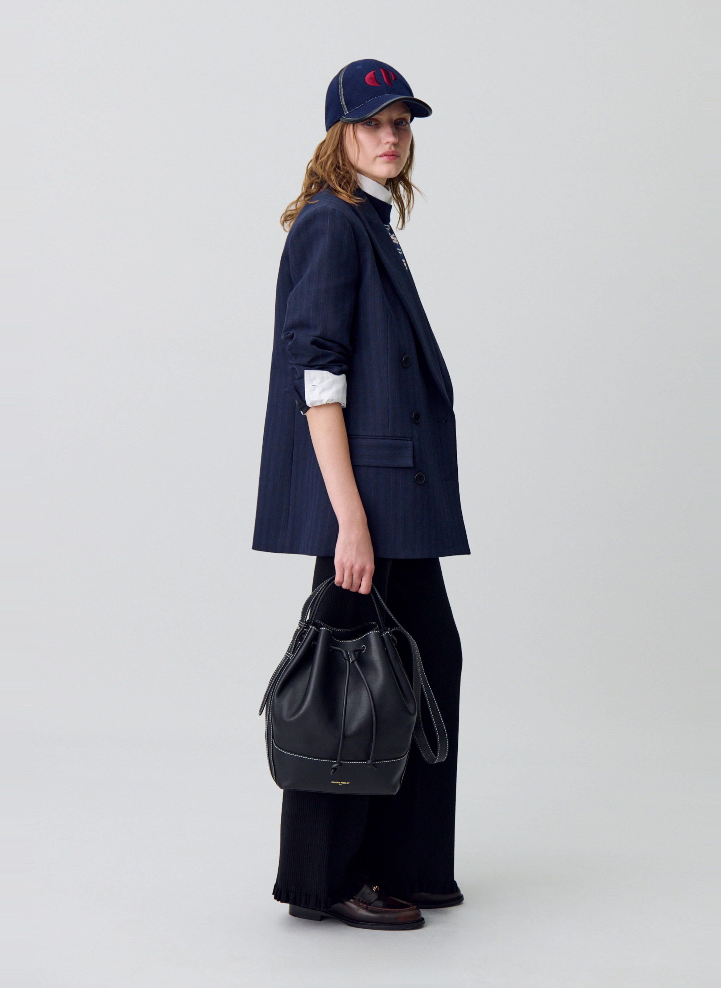 Sac sceau bandoulière en cuir CLAUDIE PIERLOT Noir
