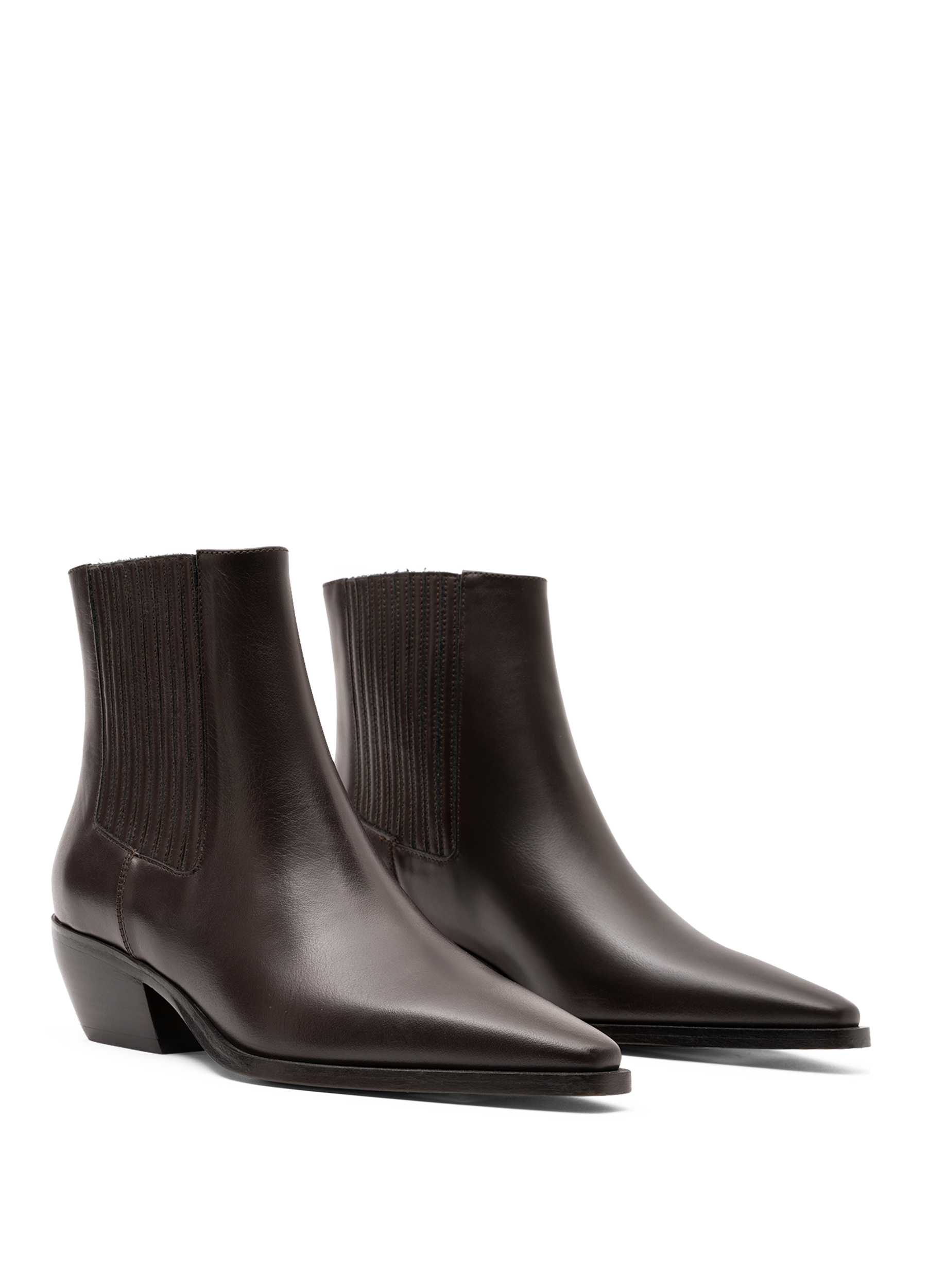 Smooth espresso calf leather ankle boots PARALLELE PARIS Brown