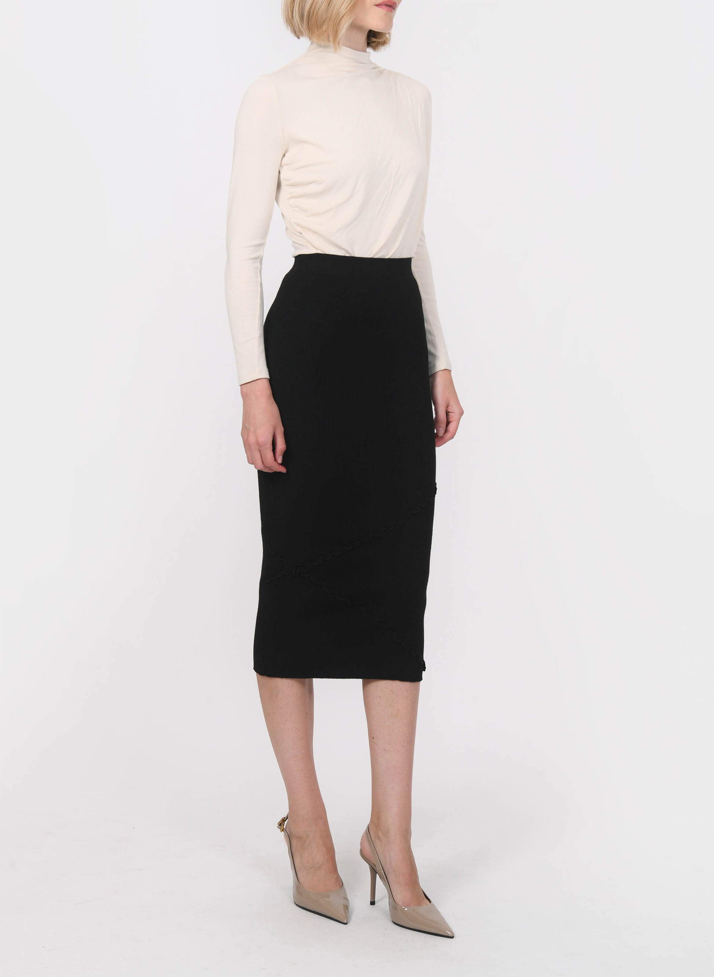 Fitted knit midi skirt KOOKAI Black