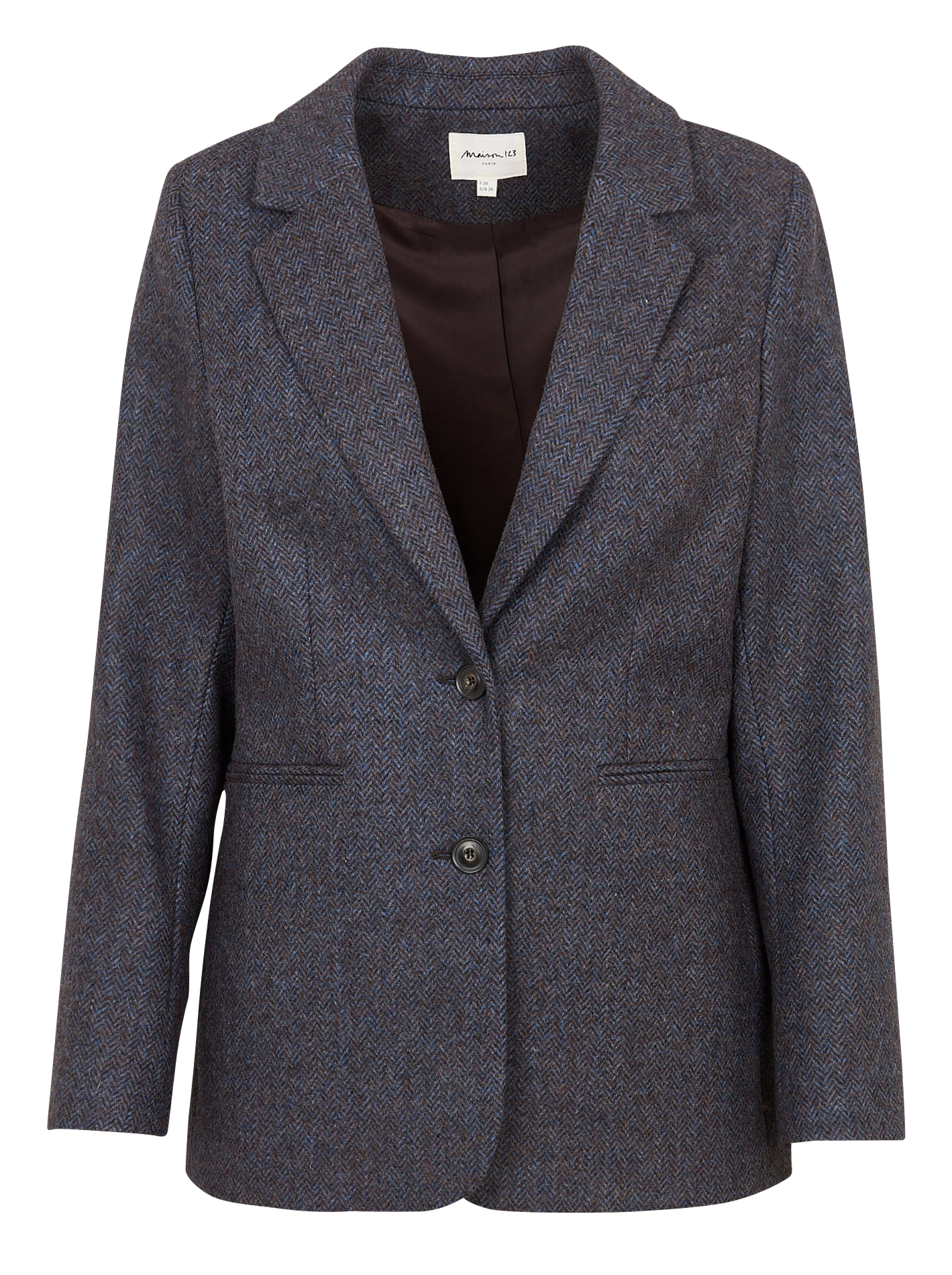 Rechte blazer van visgraat breisel MAISON 123 Bruin