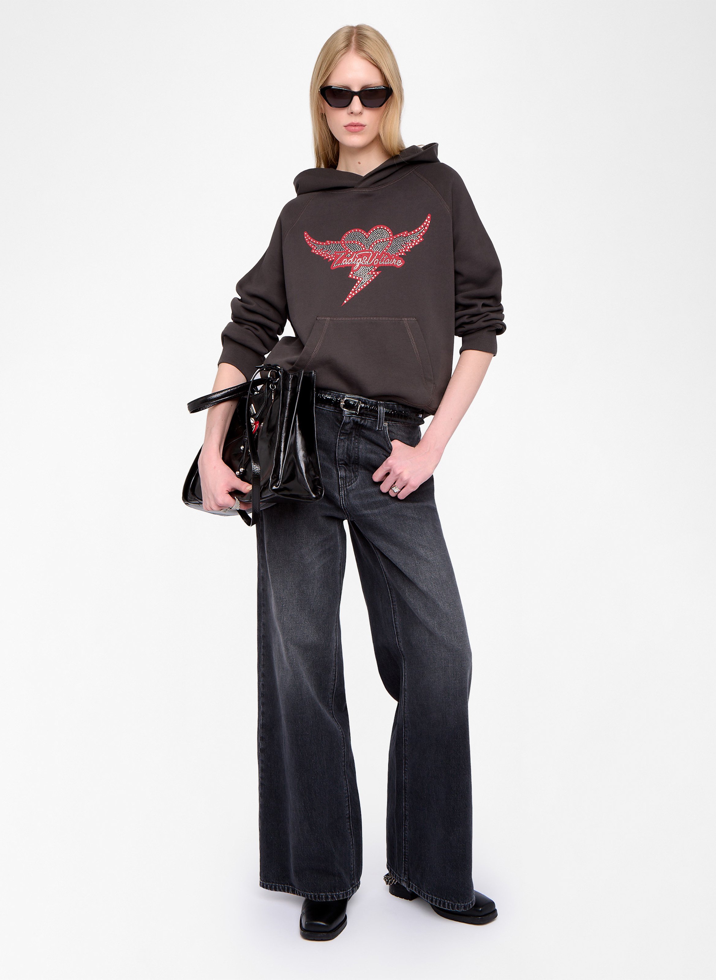 Strass-Kapuzenpullover aus Baumwollmischung ZADIG&VOLTAIRE Schwarz