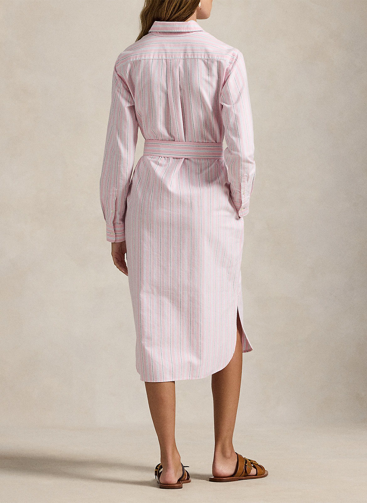 Robe chemise midi ceinturée en coton POLO RALPH LAUREN Multicolore