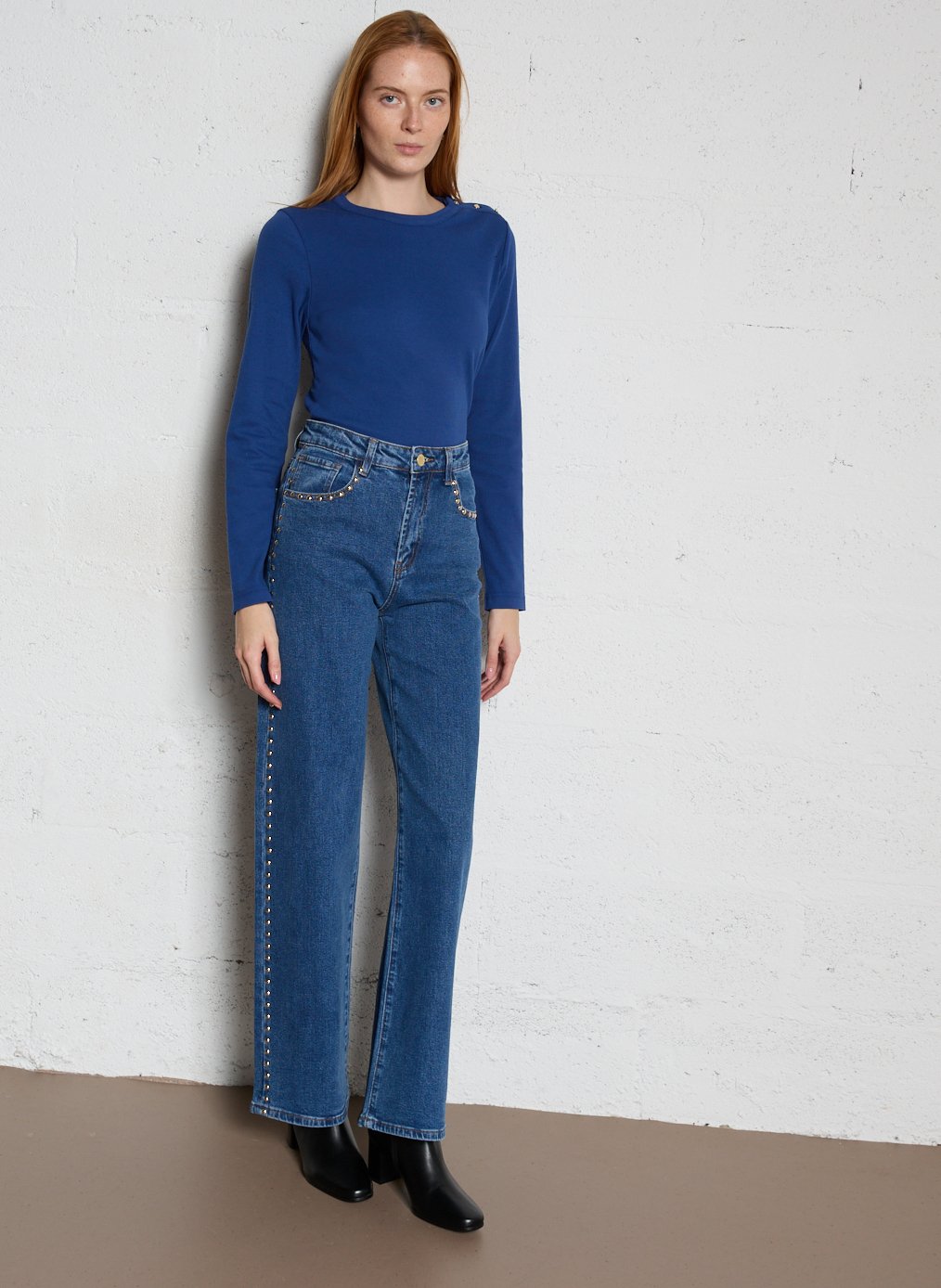 Tee-shirt droit col rond en coton mélangé ARMOR LUX Bleu