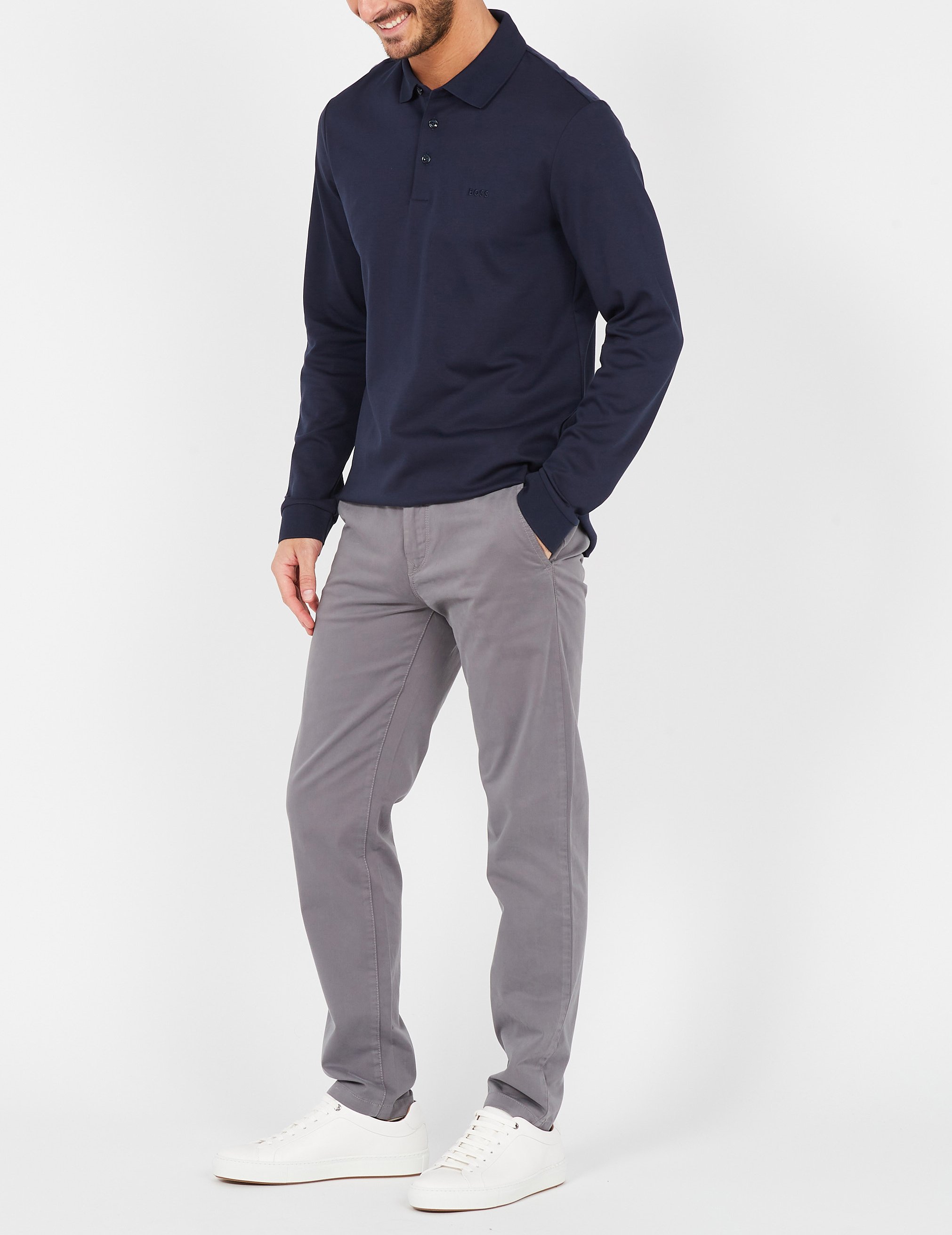 Cotton polo shirt with classic collar BOSS Blue