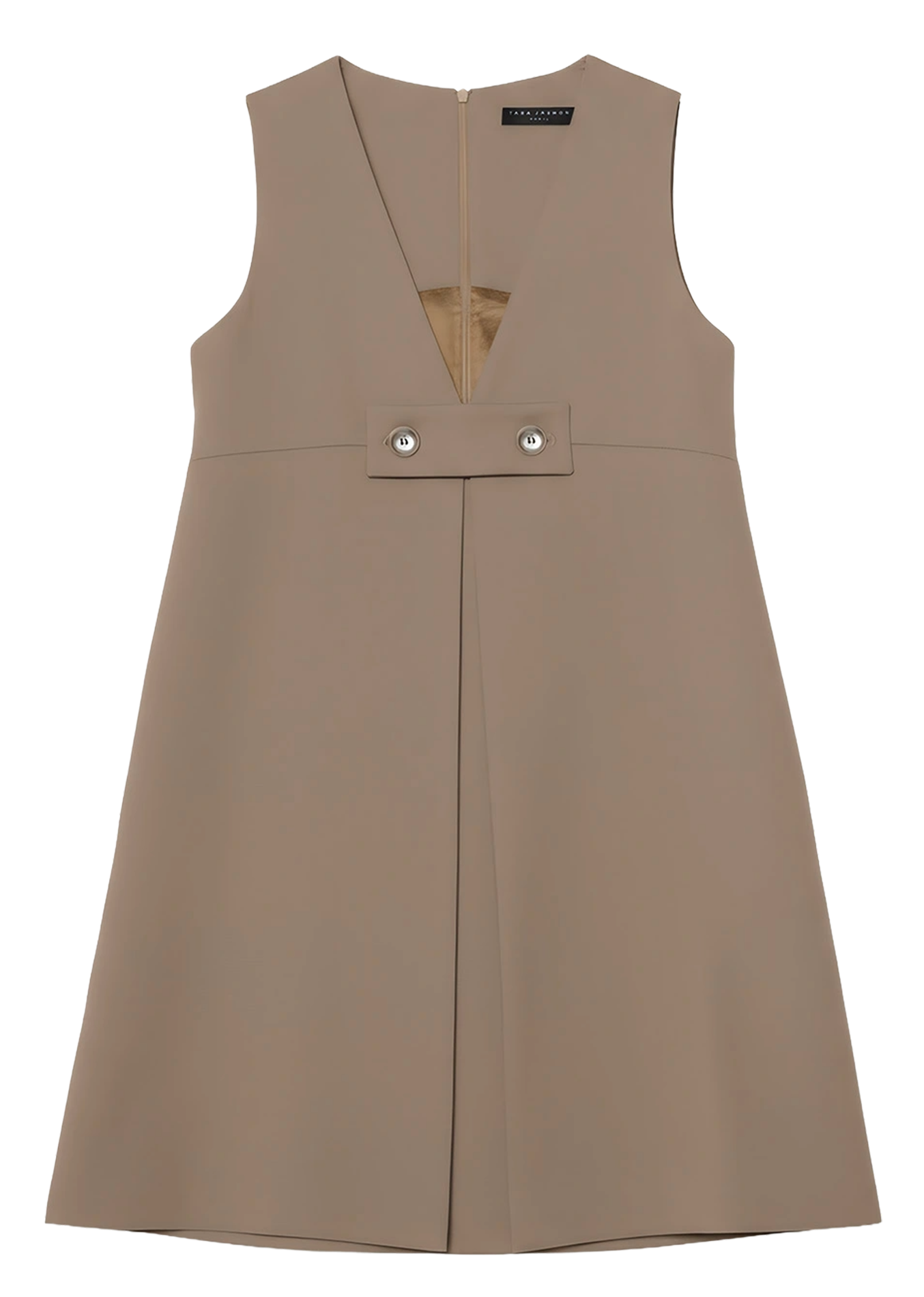 Short wool dress with V-neck TARA JARMON Beige