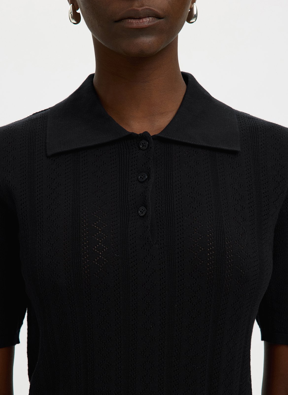 Gerade geschnittenes Poloshirt aus Bio-Baumwolle SELECTED Schwarz