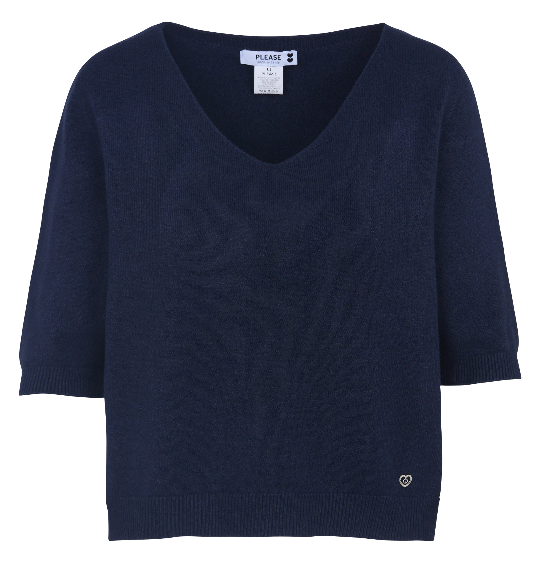 Pull oversize col V  PLEASE Bleu