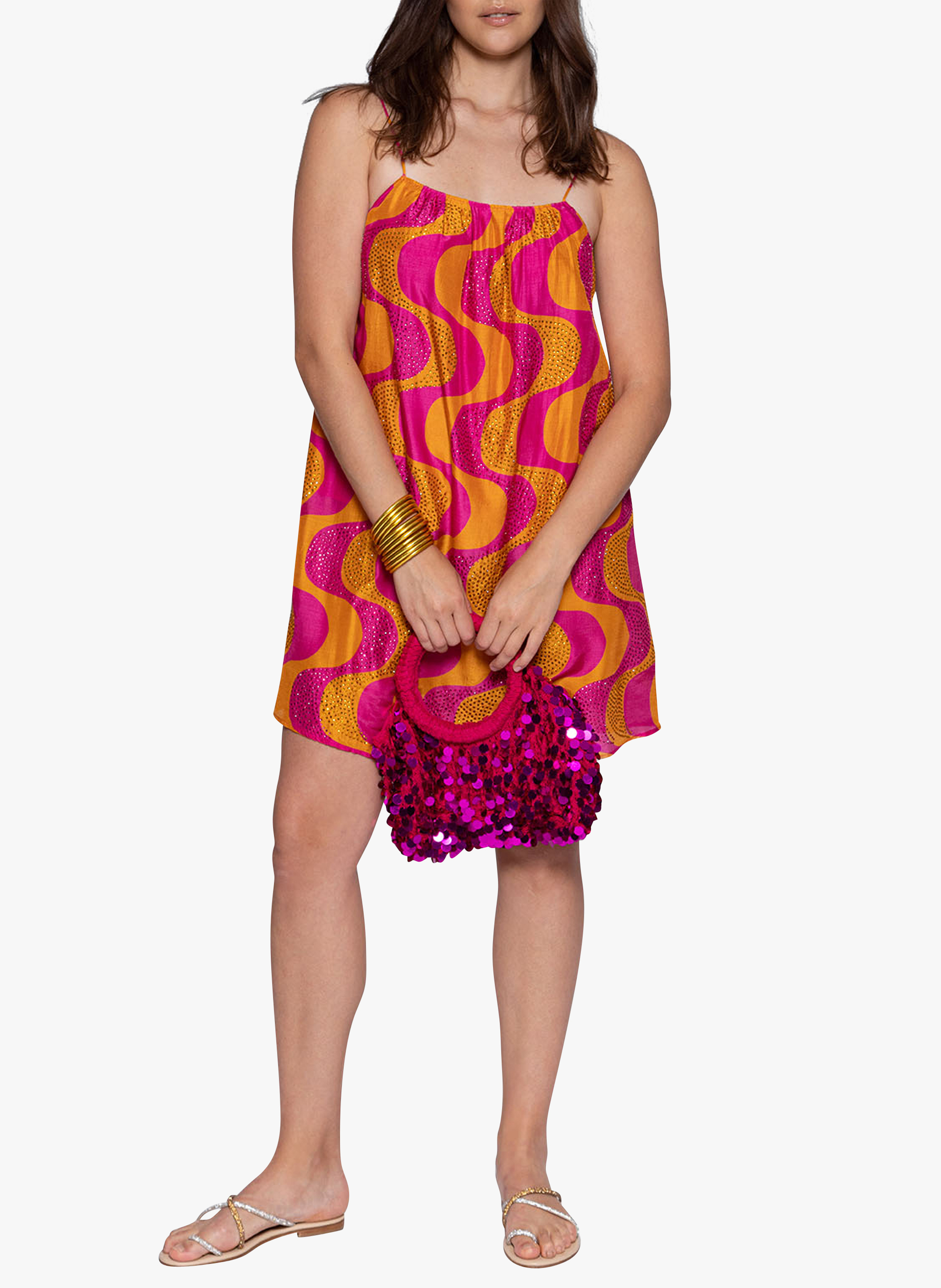 Robe courte ample à imprimé SUNDRESS Orange