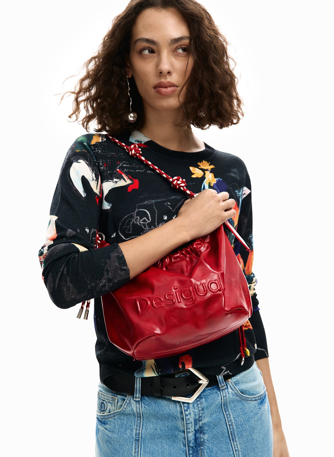 Sac porté épaule effet cuir DESIGUAL Rouge