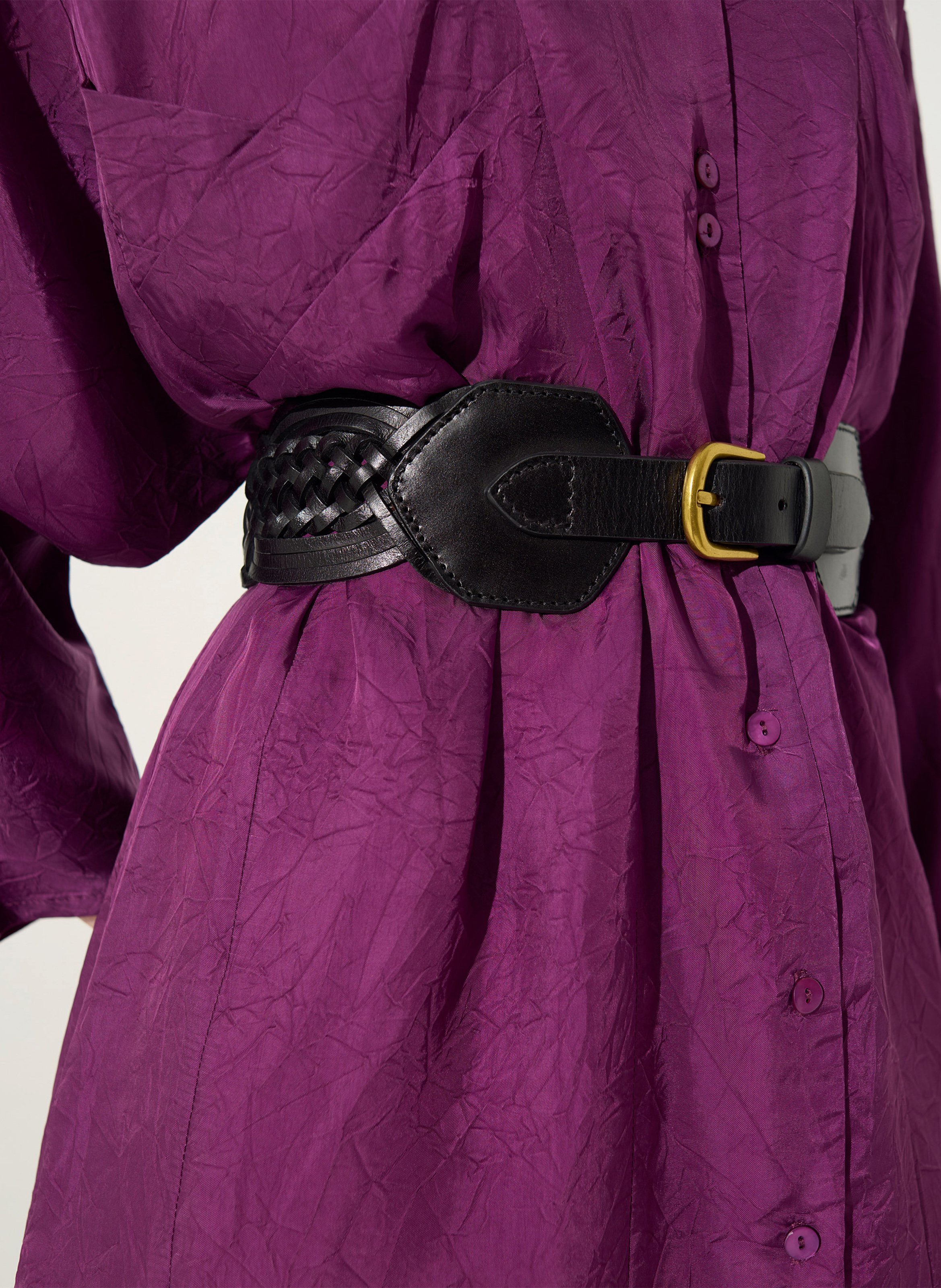 Breiter Flechtledergürtel COTELAC Schwarz