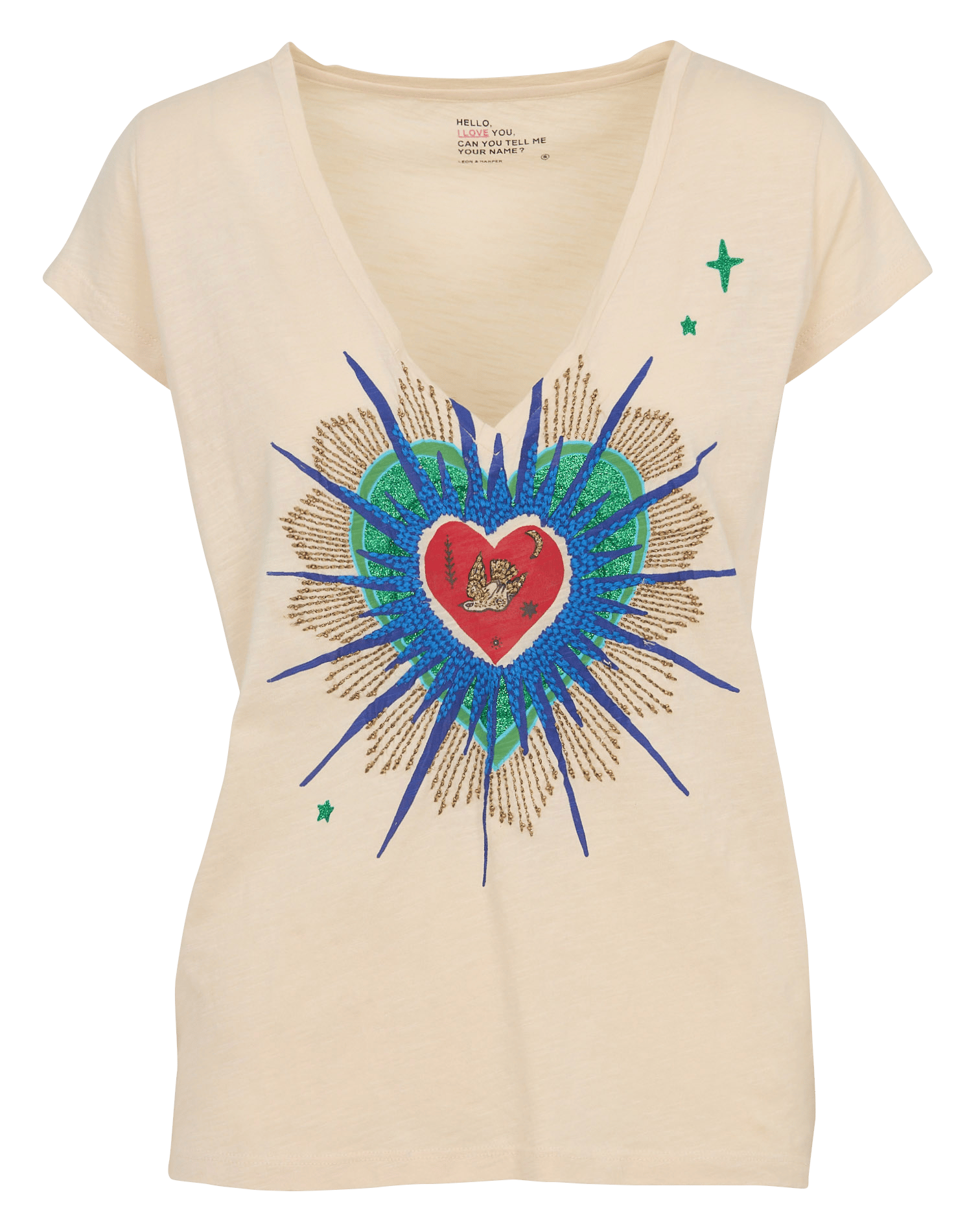 Tee-shirt col rond imprimé LEON & HARPER Beige