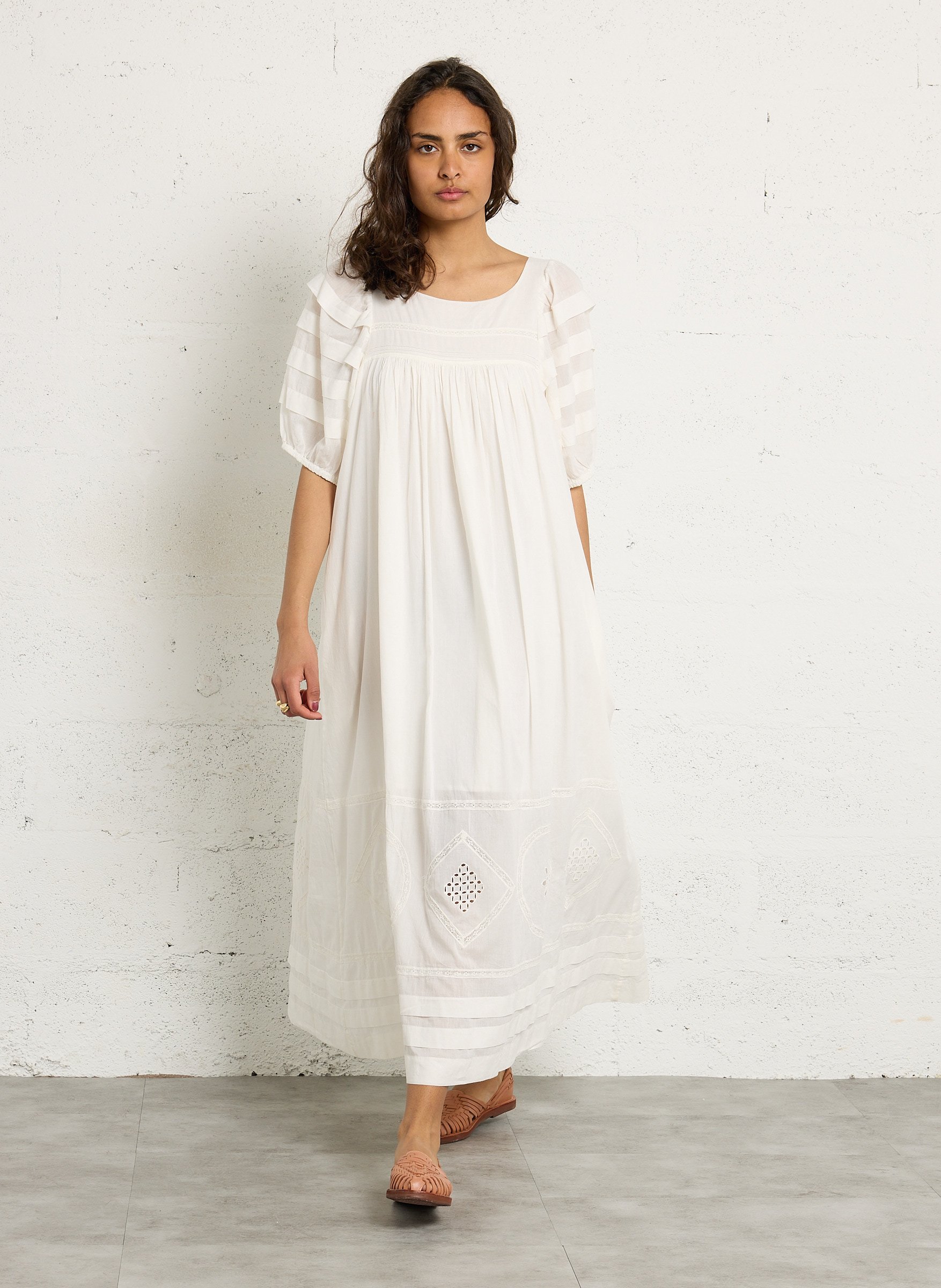 Robe longue ample en coton bio LEON & HARPER Blanc