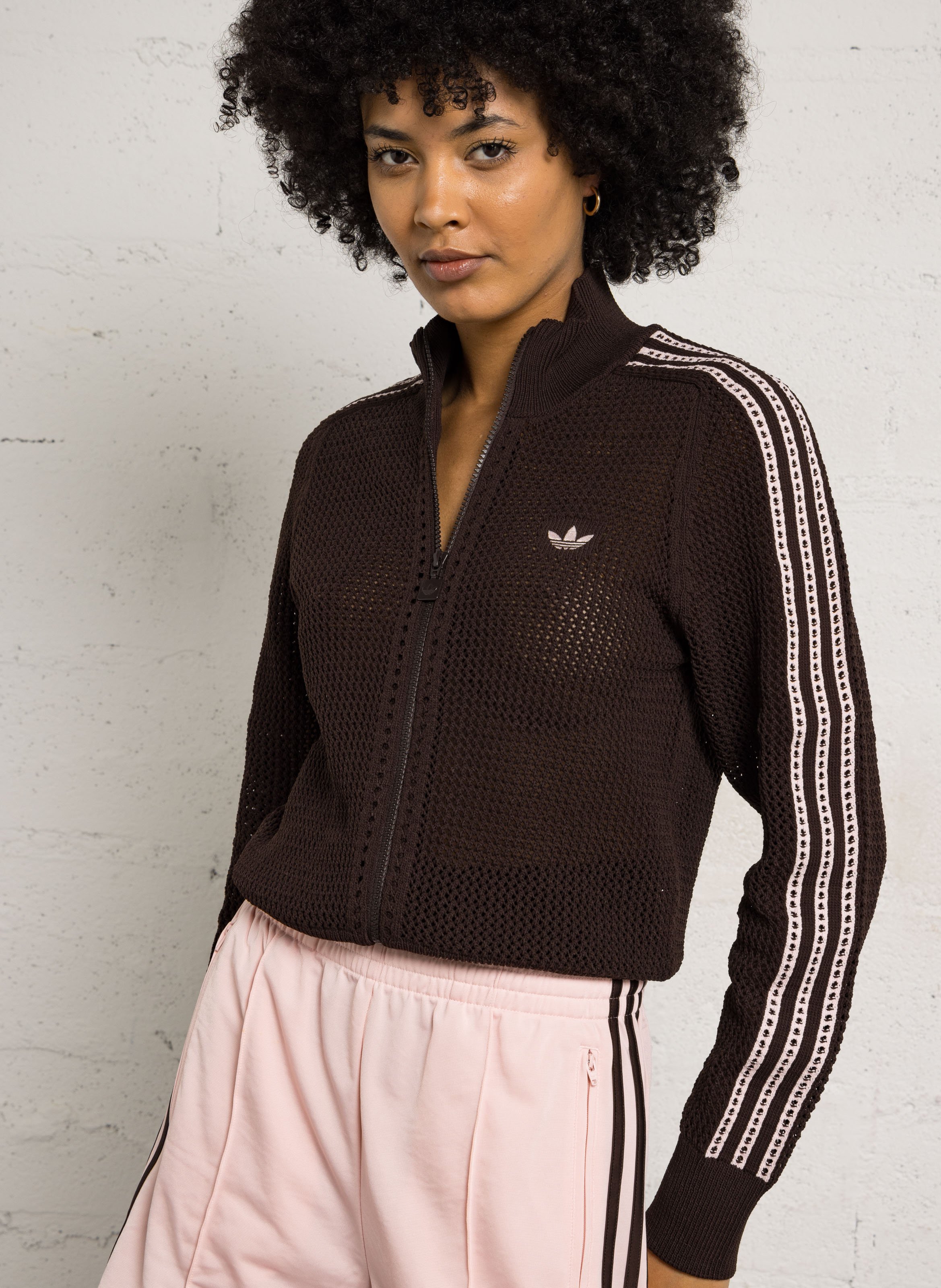 Veste zippée col montant ADIDAS Marron