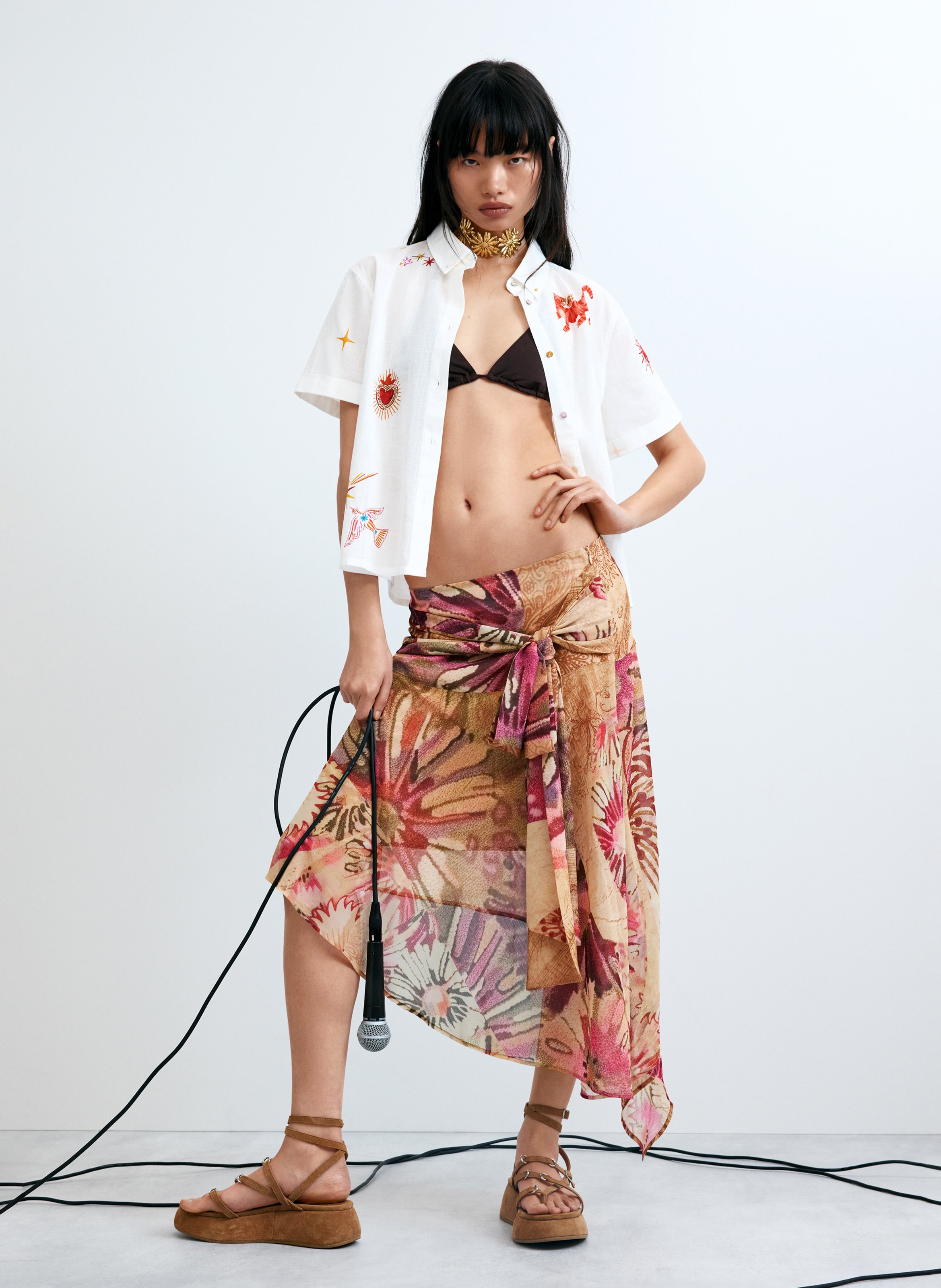 Robe midi asymétrique DESIGUAL Marron