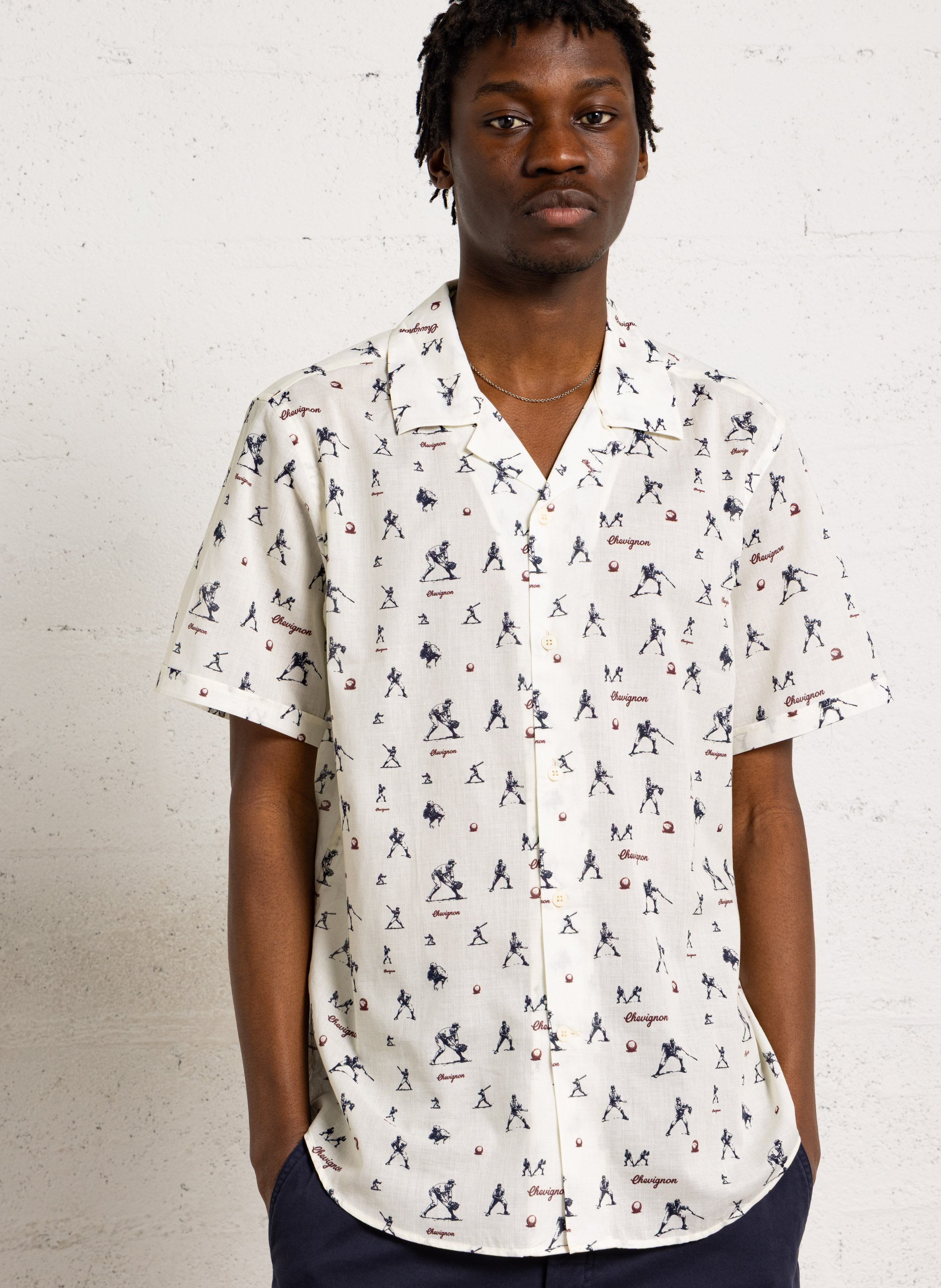 Chemise droite imprimée en coton CHEVIGNON Blanc