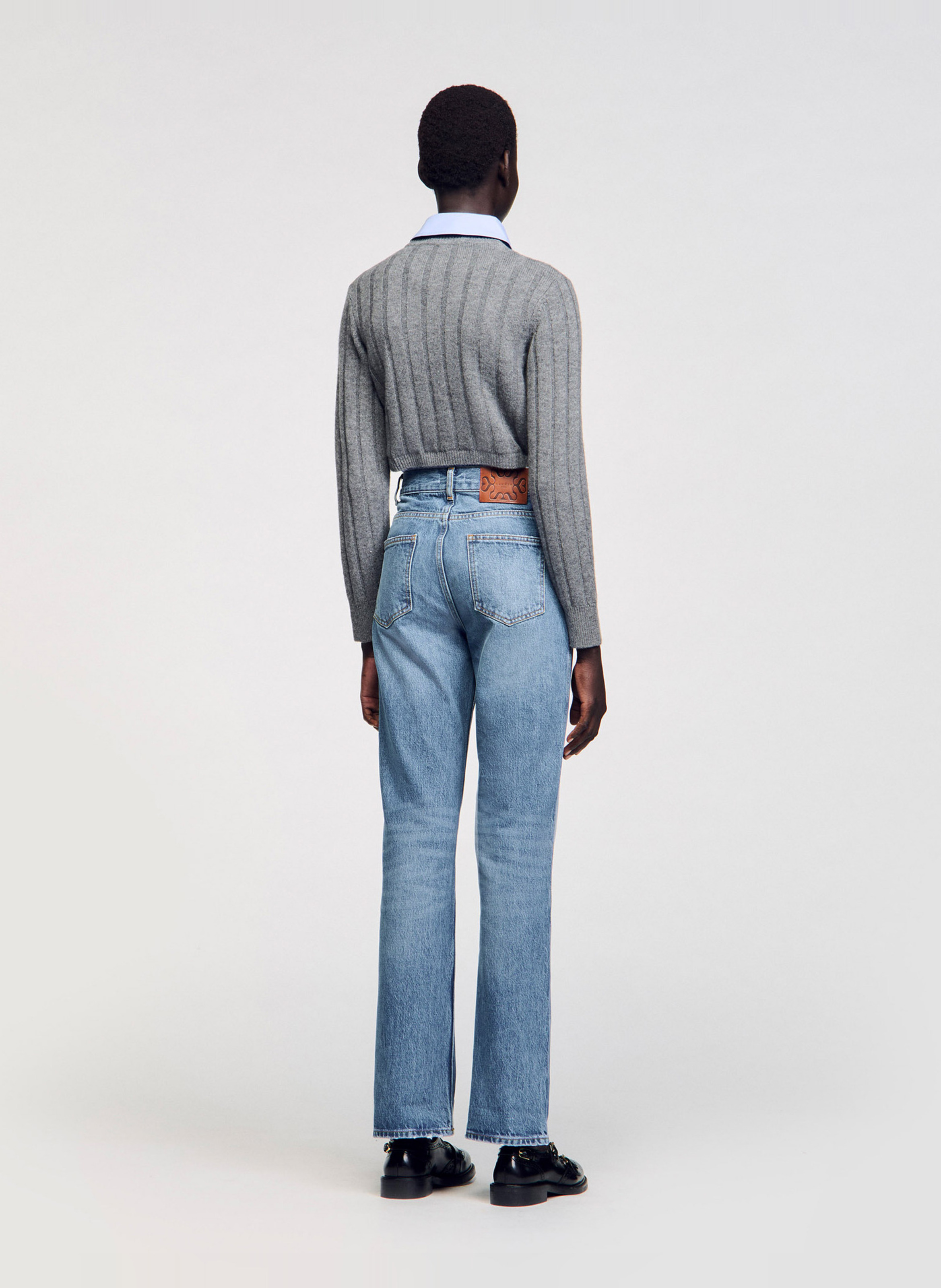 Katoenen jeans met wijd uitlopende pijpen SANDRO Blauw