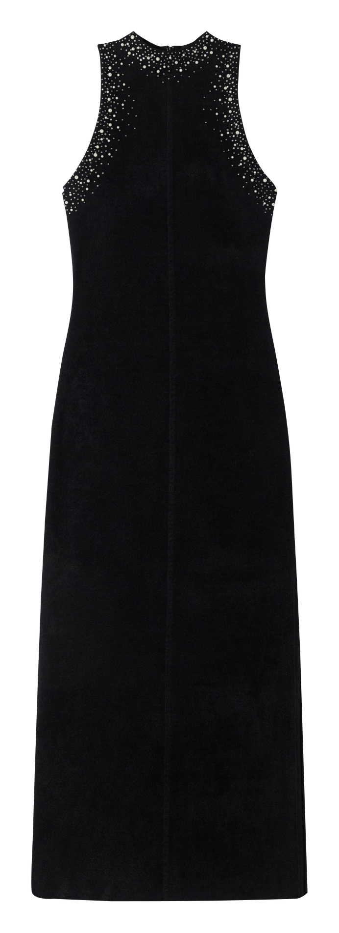 Robe longue col montant en velours à strass SANDRO Noir