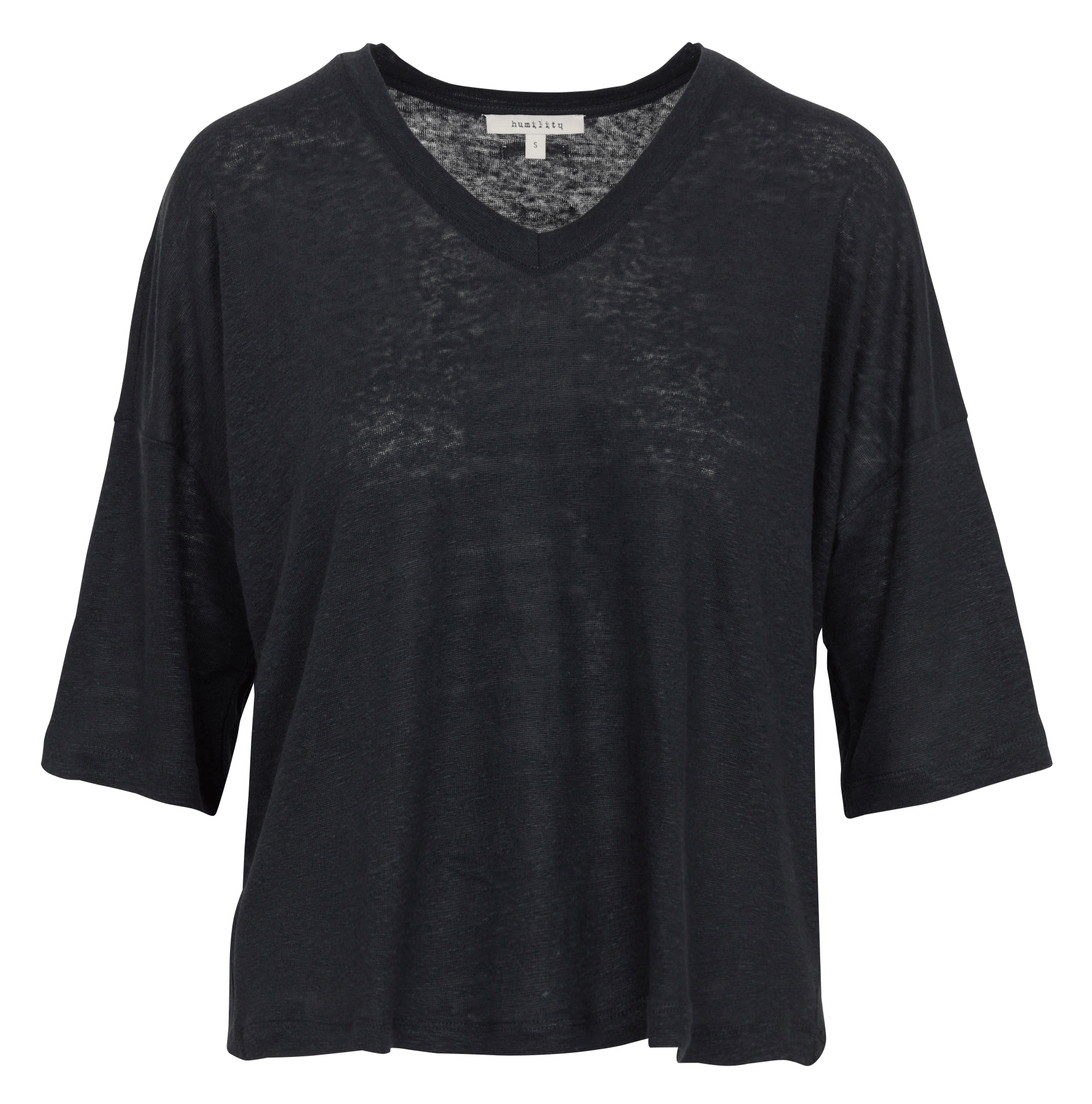 Feiner Leinenpullover mit V-Ausschnitt HUMILITY Schwarz