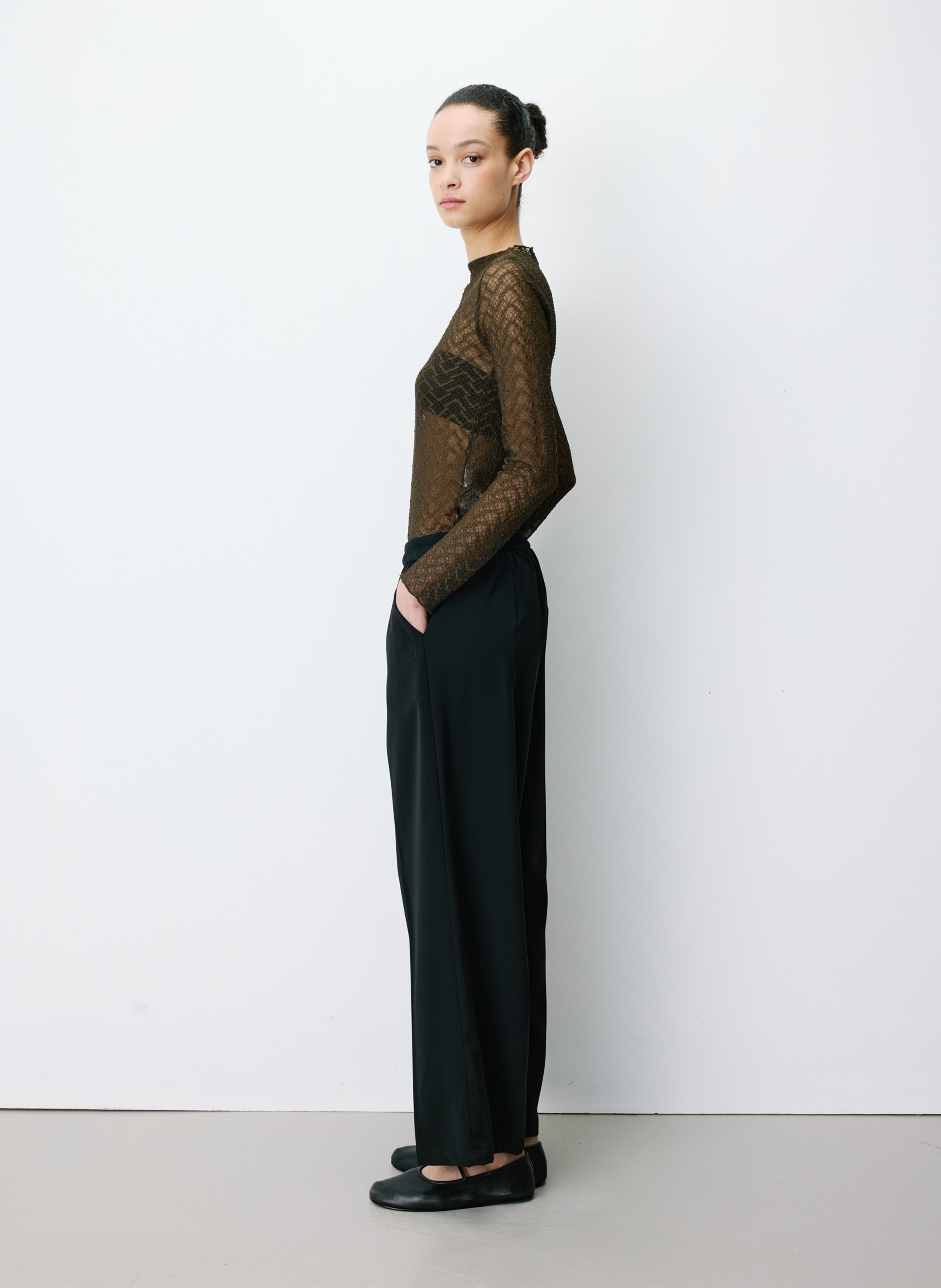 Rechte broek met halfhoge taille GRACE ET MILA Zwart