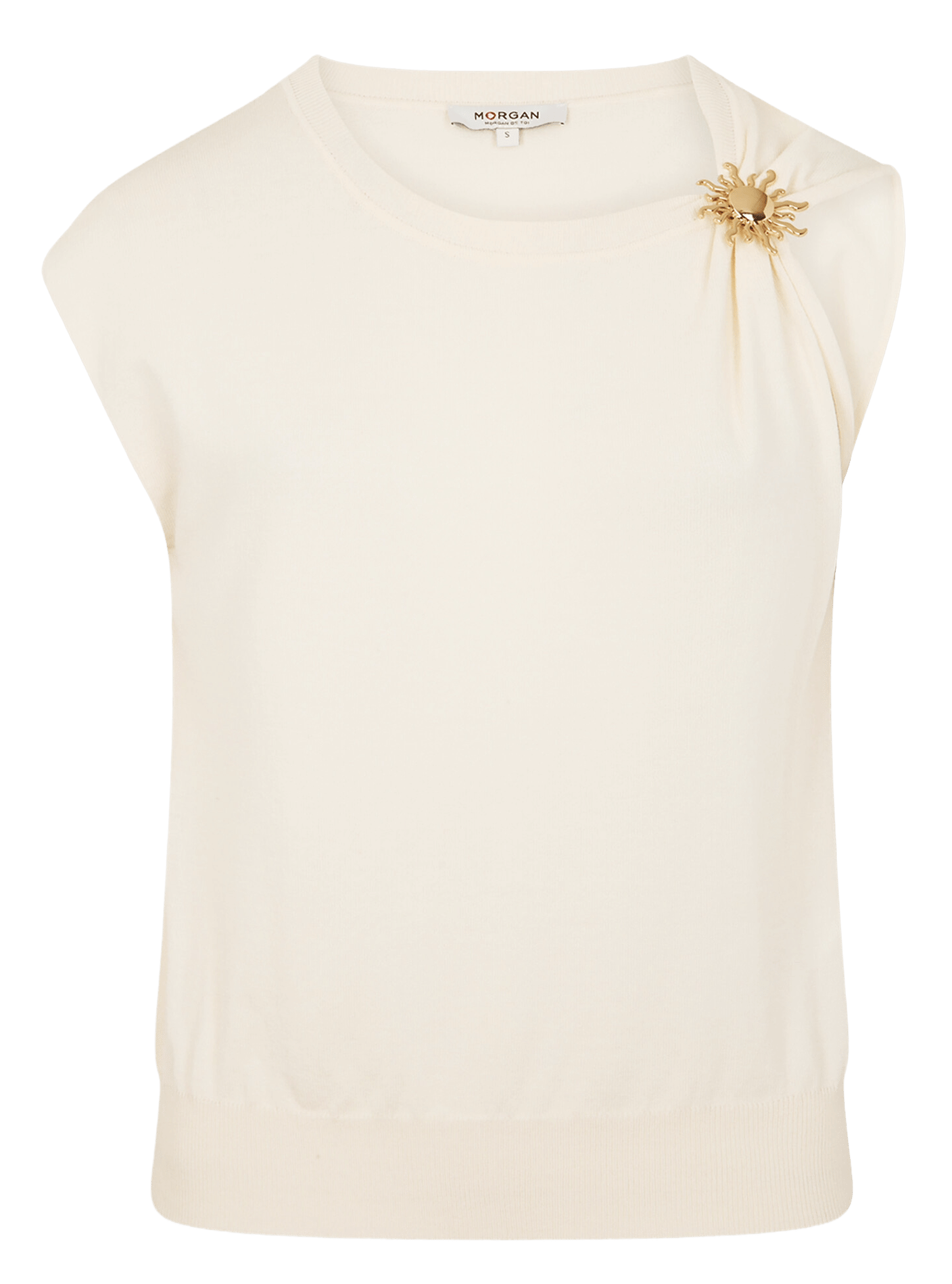 Gerade geschnittener Rundhalspullover MORGAN Beige