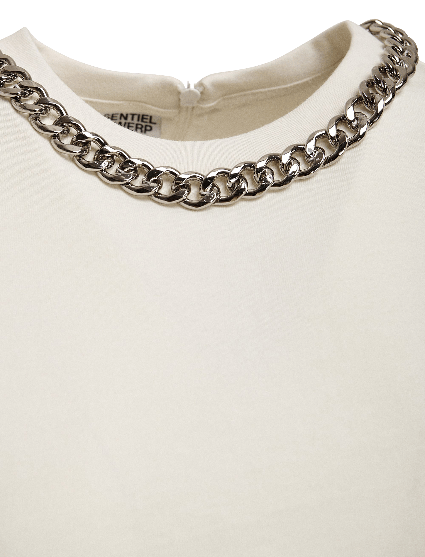 Weites T-Shirt mit Bio-Baumwollkragen mit Kette ESSENTIEL ANTWERP Weiss