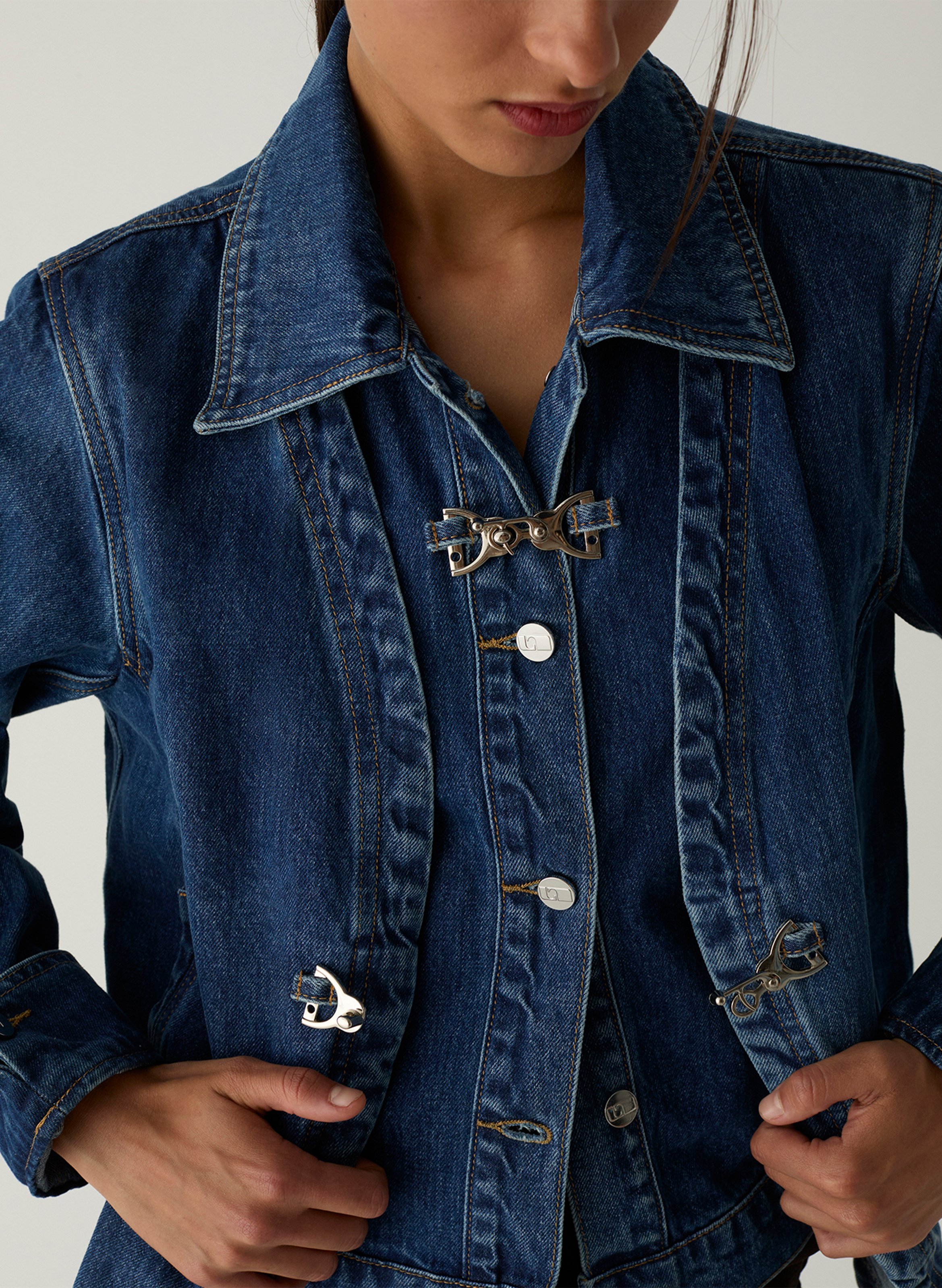 Jacke mit klassischem Kragen aus Baumwolldenim LAAGAM Blau