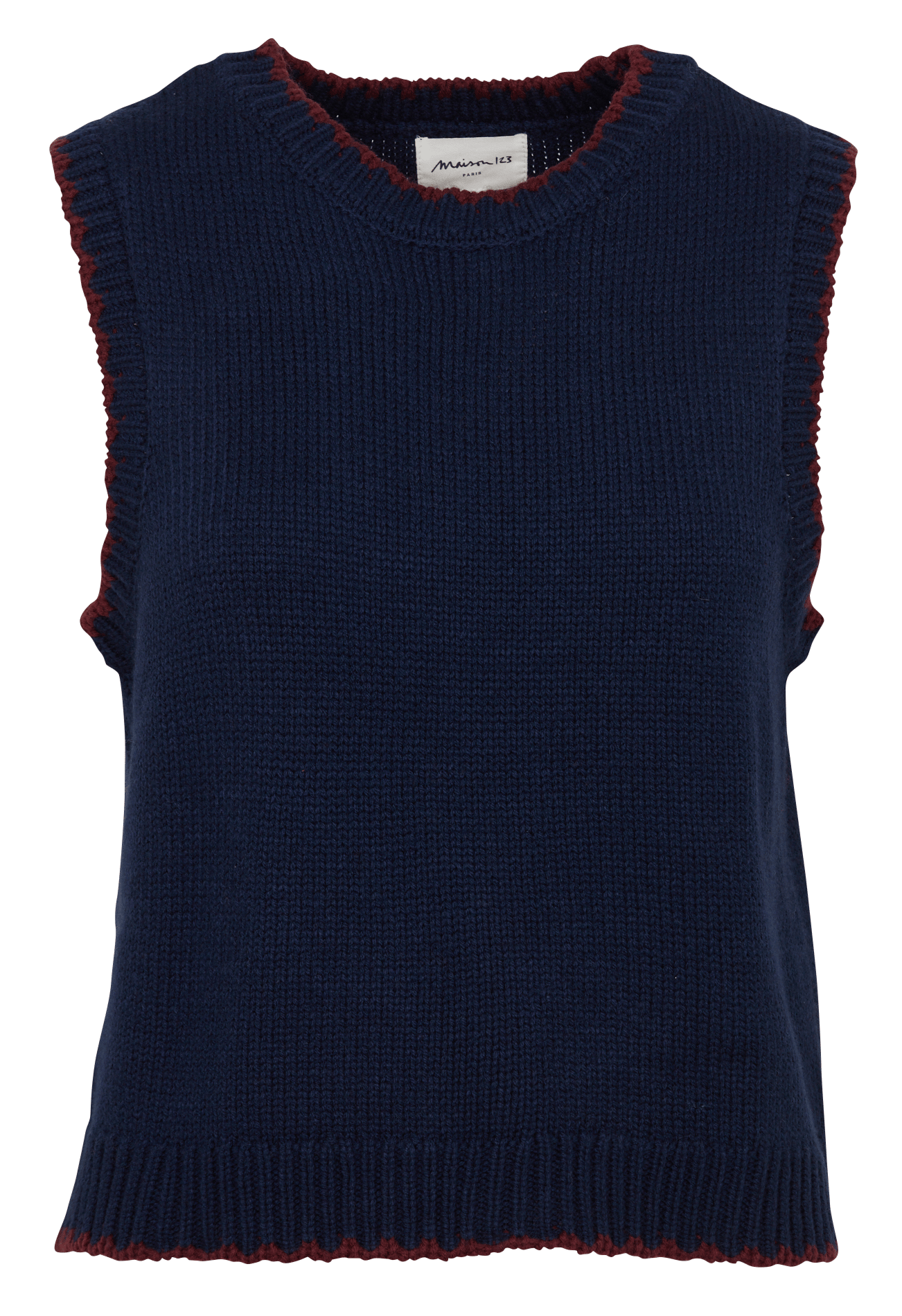 Rechte mouwloze wollen mix vest MAISON 123 Blauw