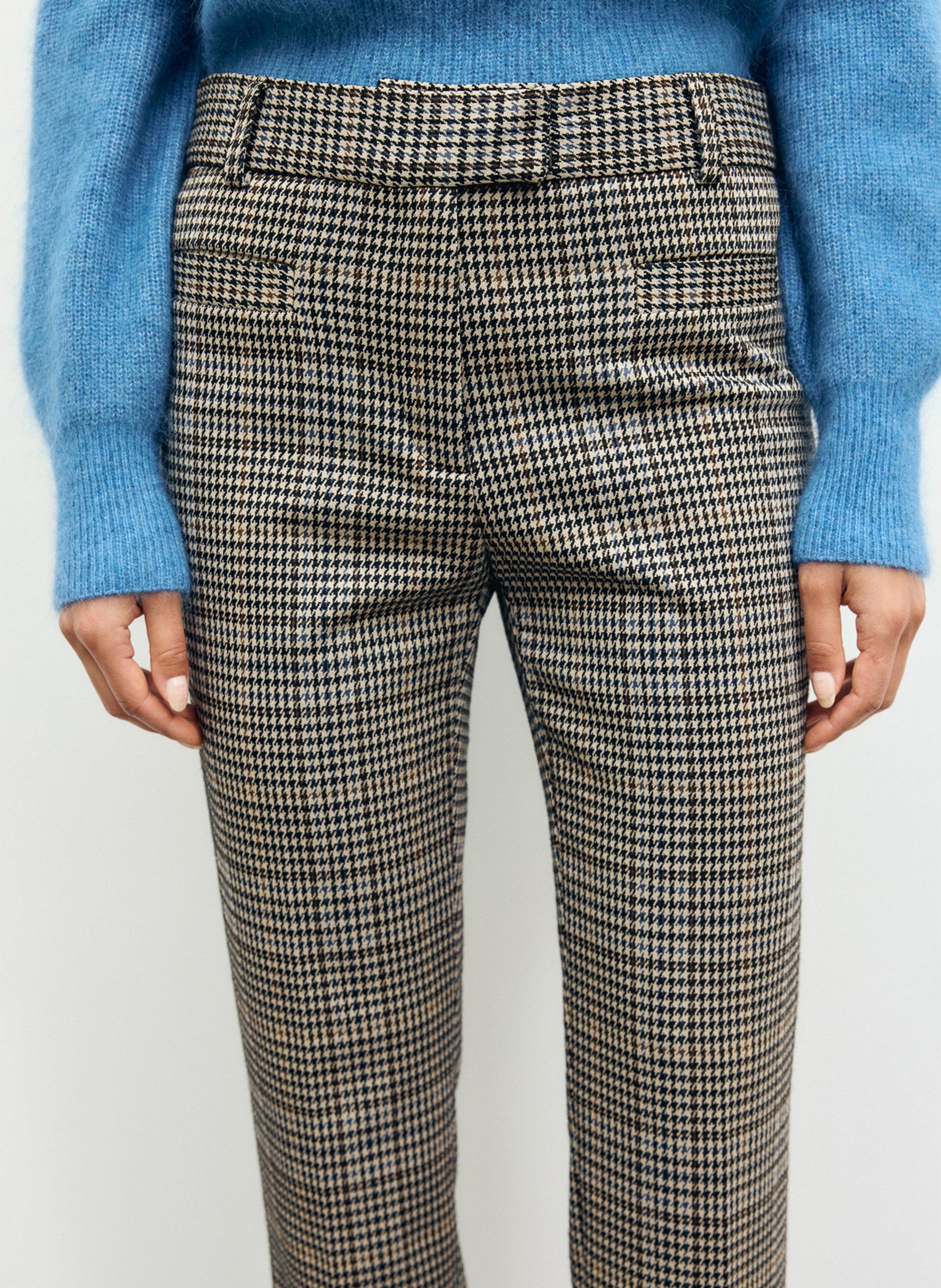Slim-fit 7/8 houndstooth-print trousers GERARD DAREL Beige