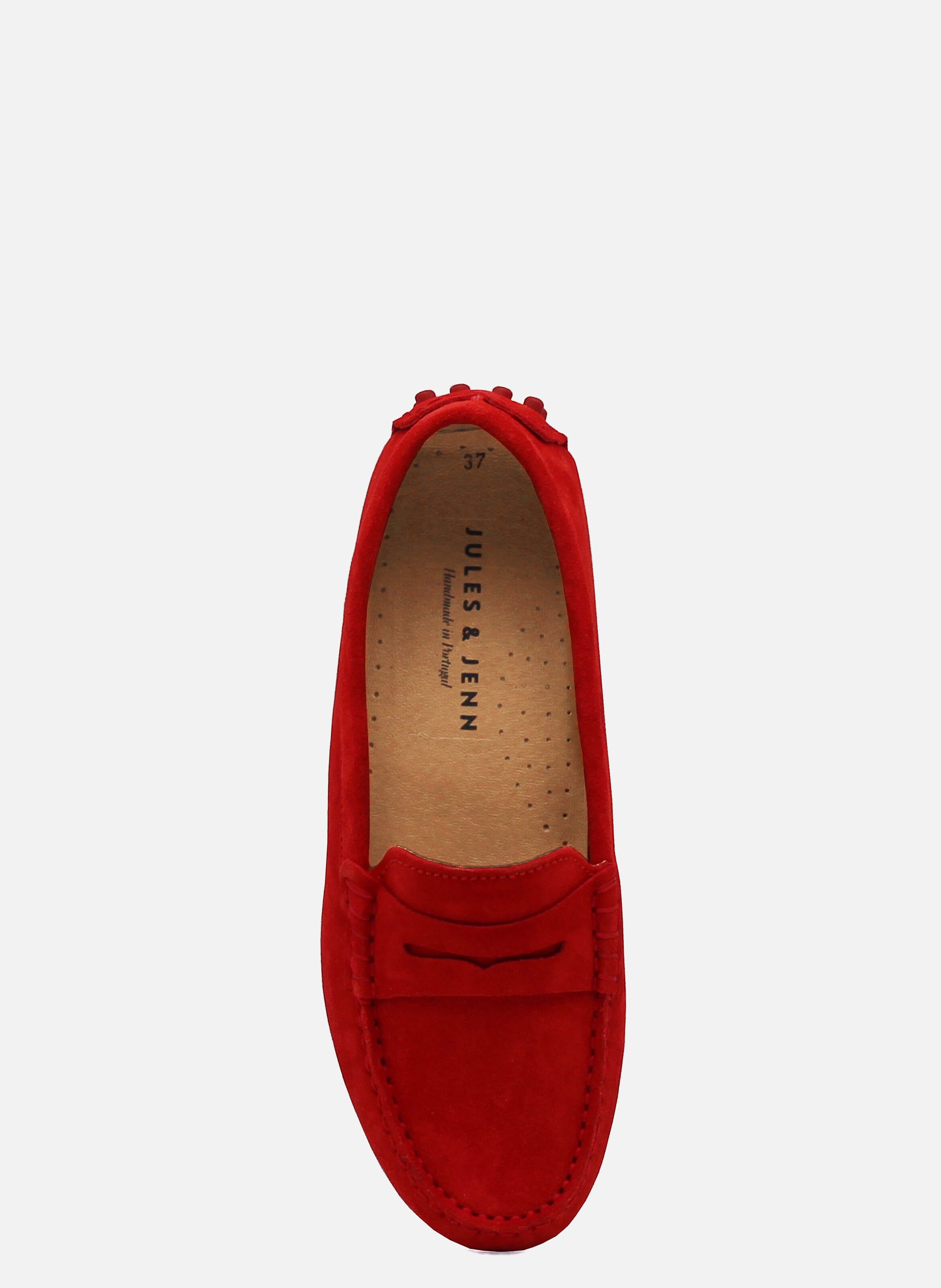 Mocassins En Cuir Daim Rouge Jules Jenn Femme Place des