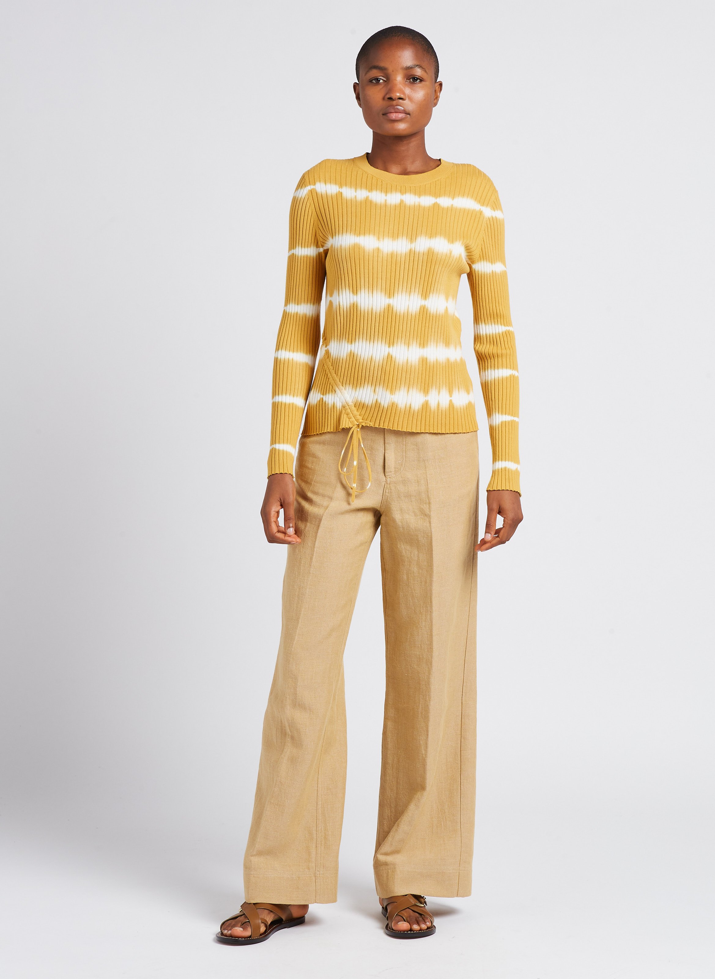 Wide-leg linen pants POMANDERE Golden