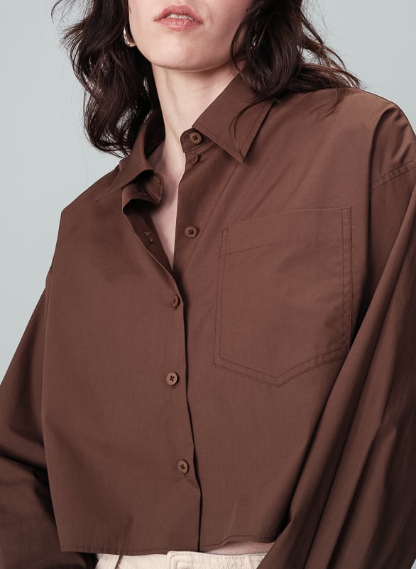 Chemise court en coton GRACE ET MILA Marron