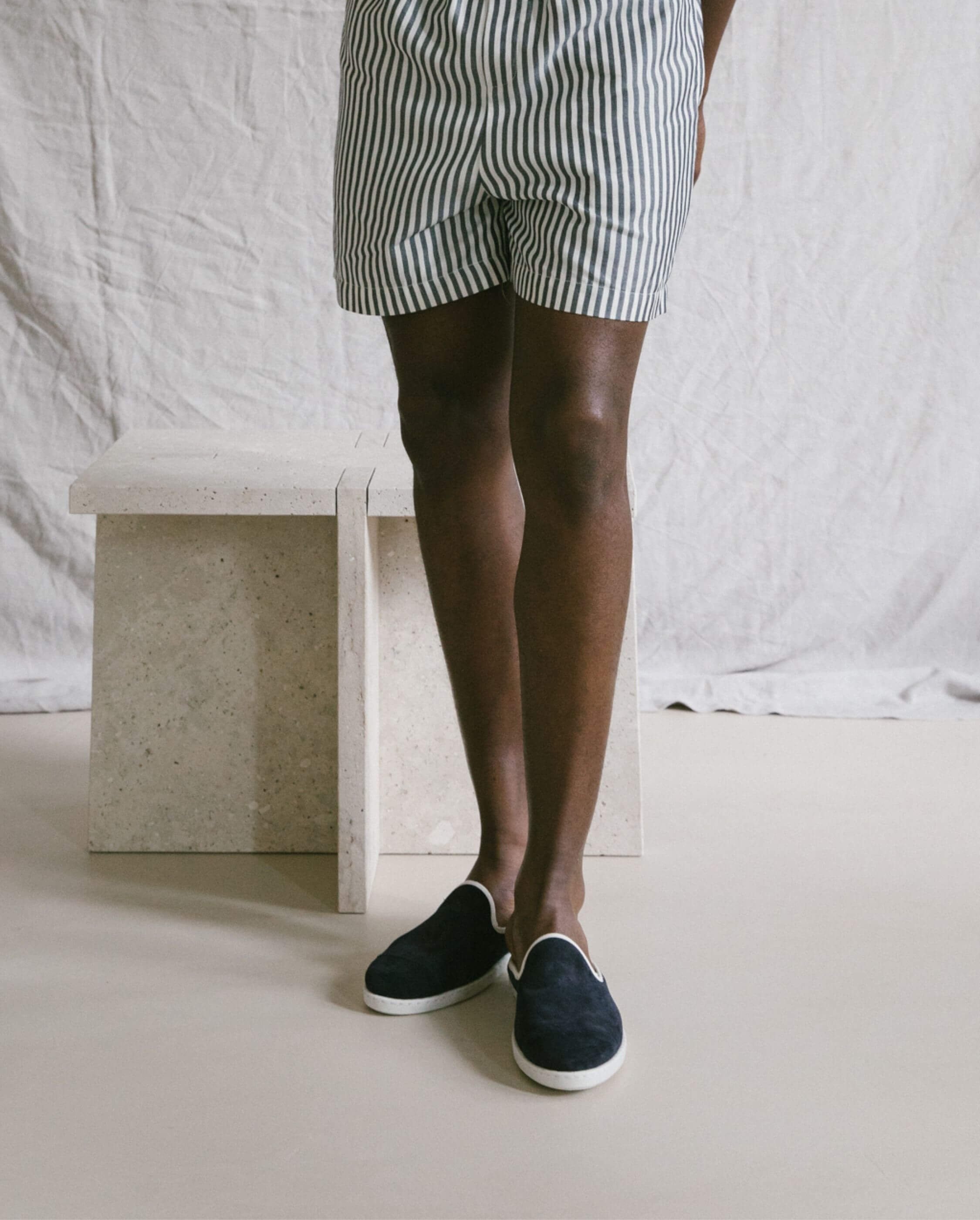 Men's leather mule, navy ANGARDE Blue