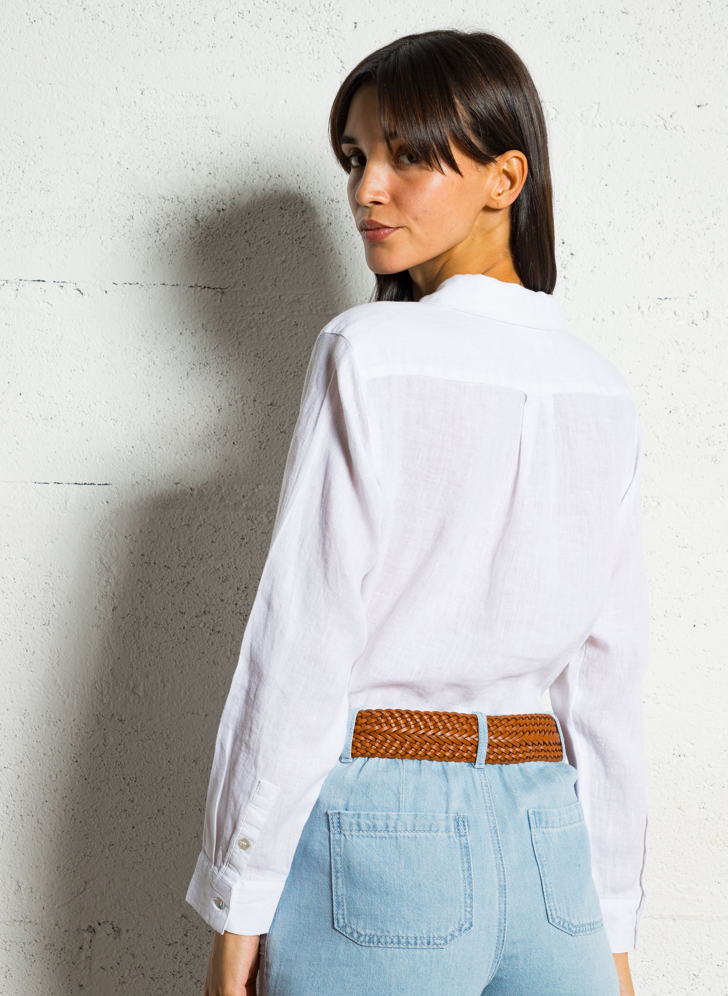 Gerade geschnittenes Leinenhemd MAISON 123 Weiss