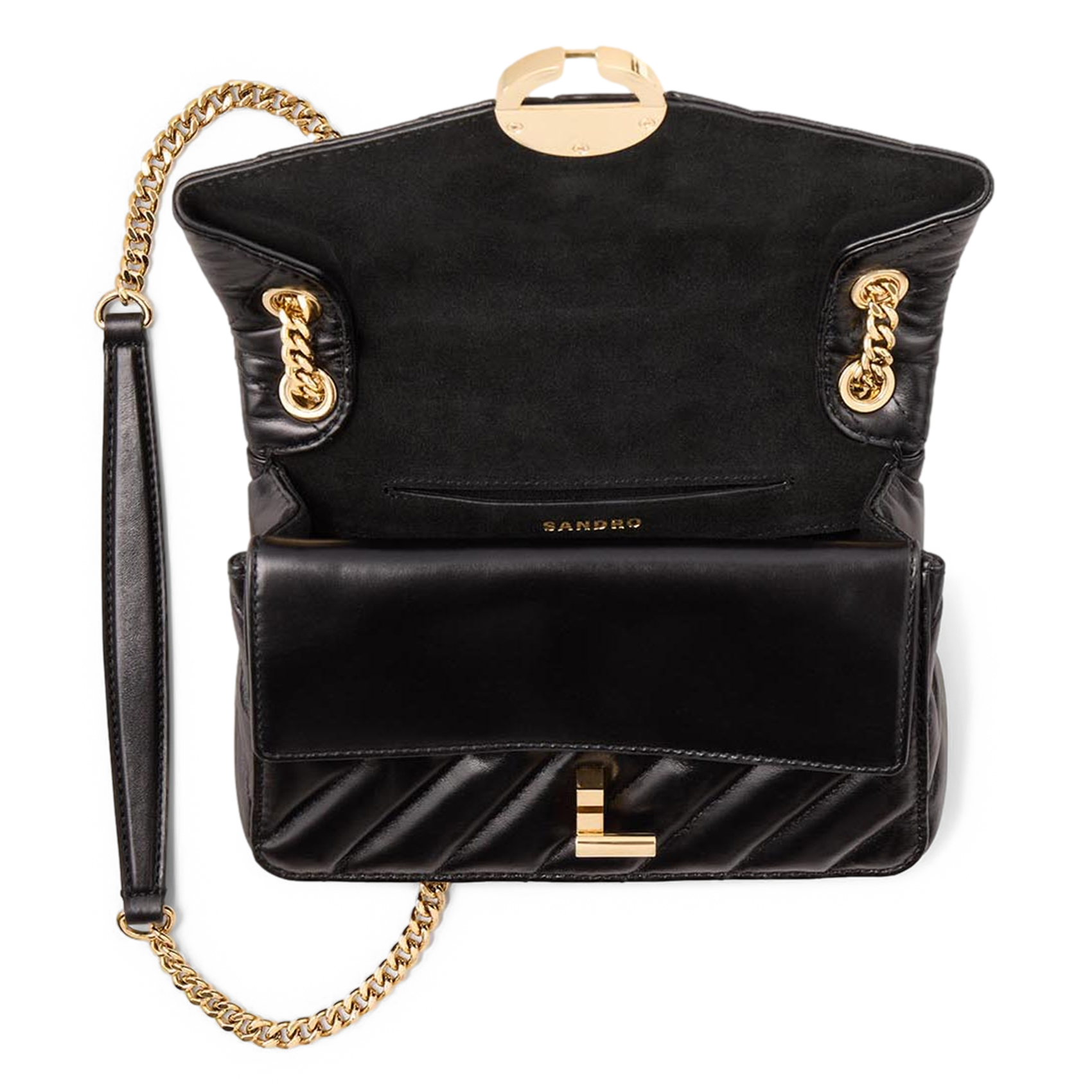 Gewatteerd leren tasje SANDRO Zwart