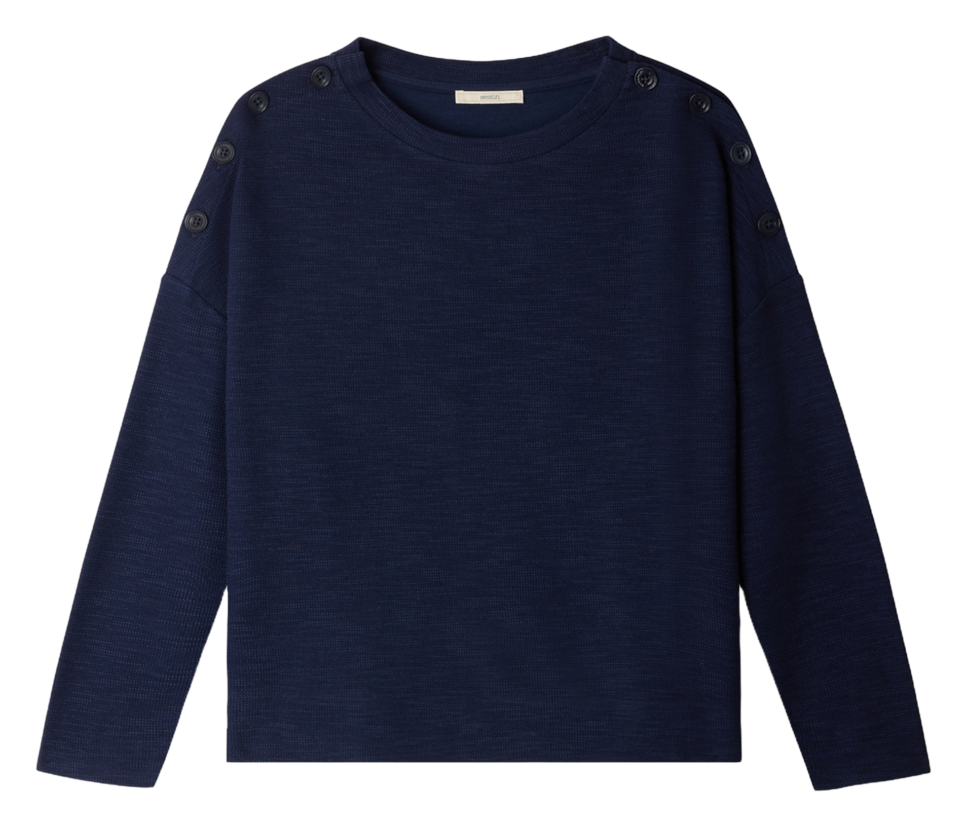Loose-fit round-neck cotton blend sweater SESSUN Blue