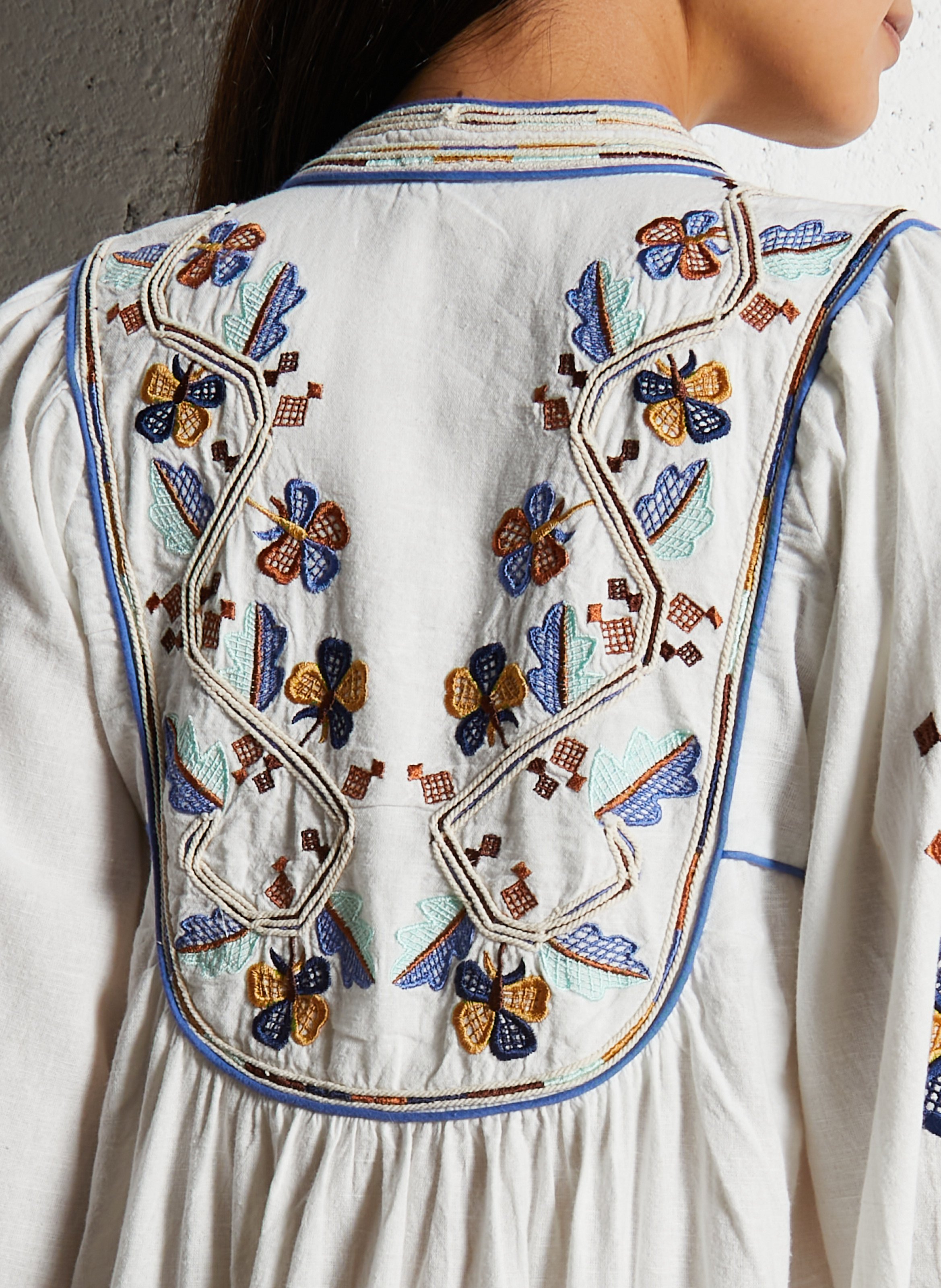 Baumwoll-Midikleid mit Henley-Ausschnitt Mehrfarbig