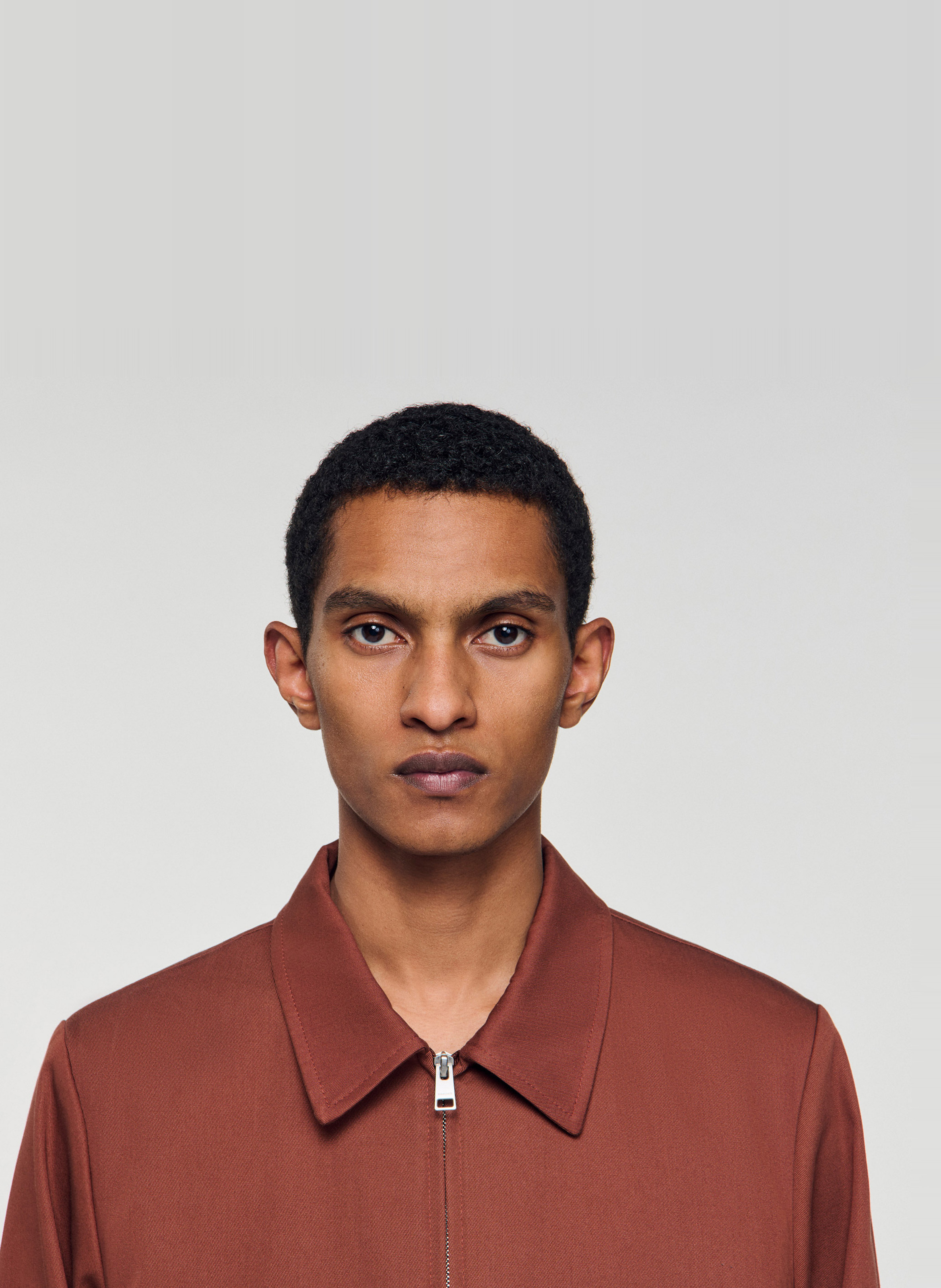 Regular-fit cotton jacket SANDRO Brown