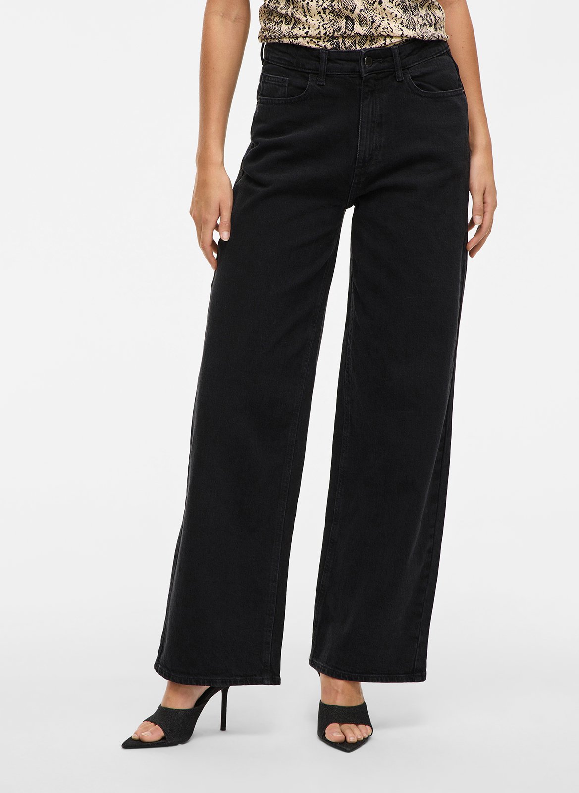 Jean large en coton mélangé VILA Noir