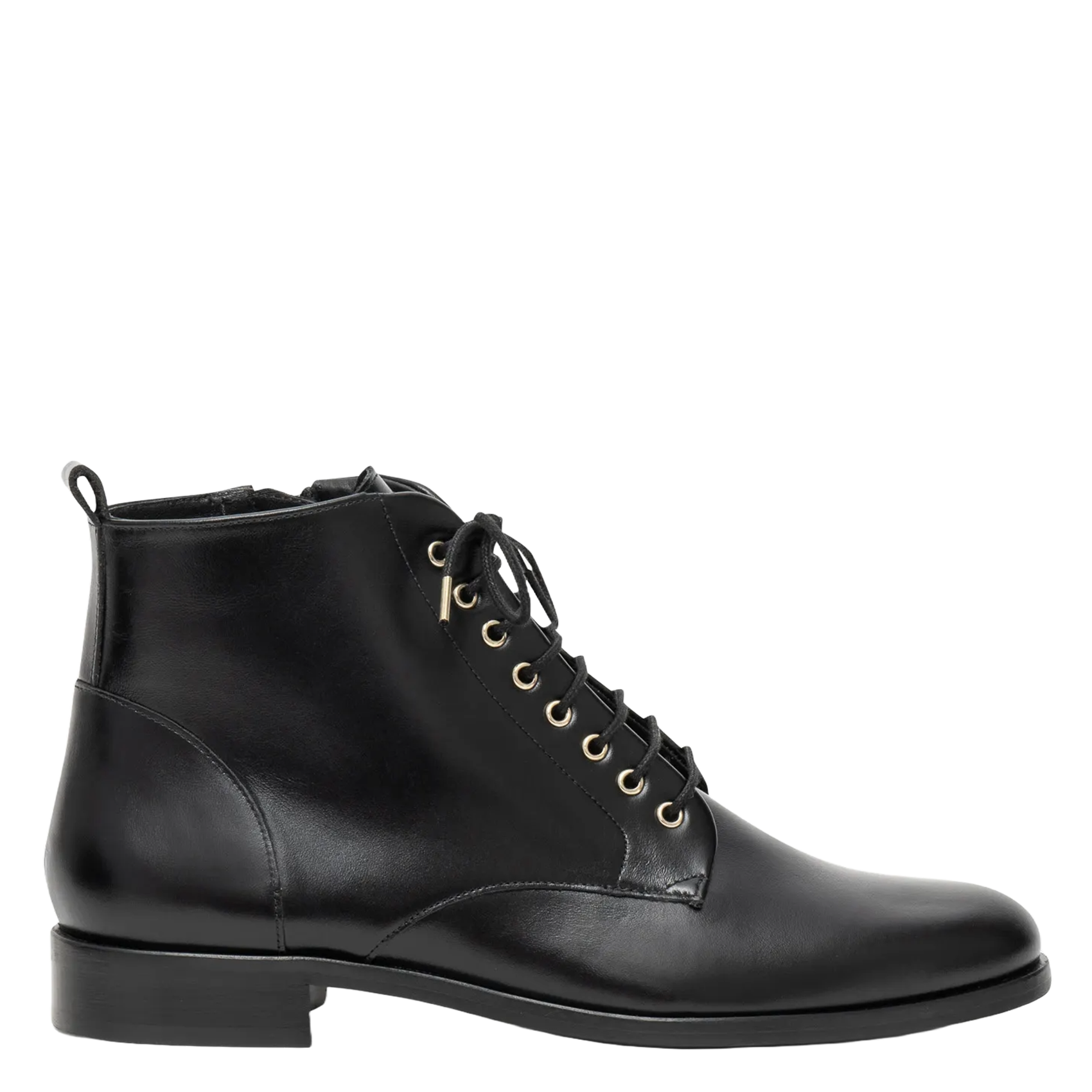 Lace-up smooth leather ankle boots BOCAGE Black