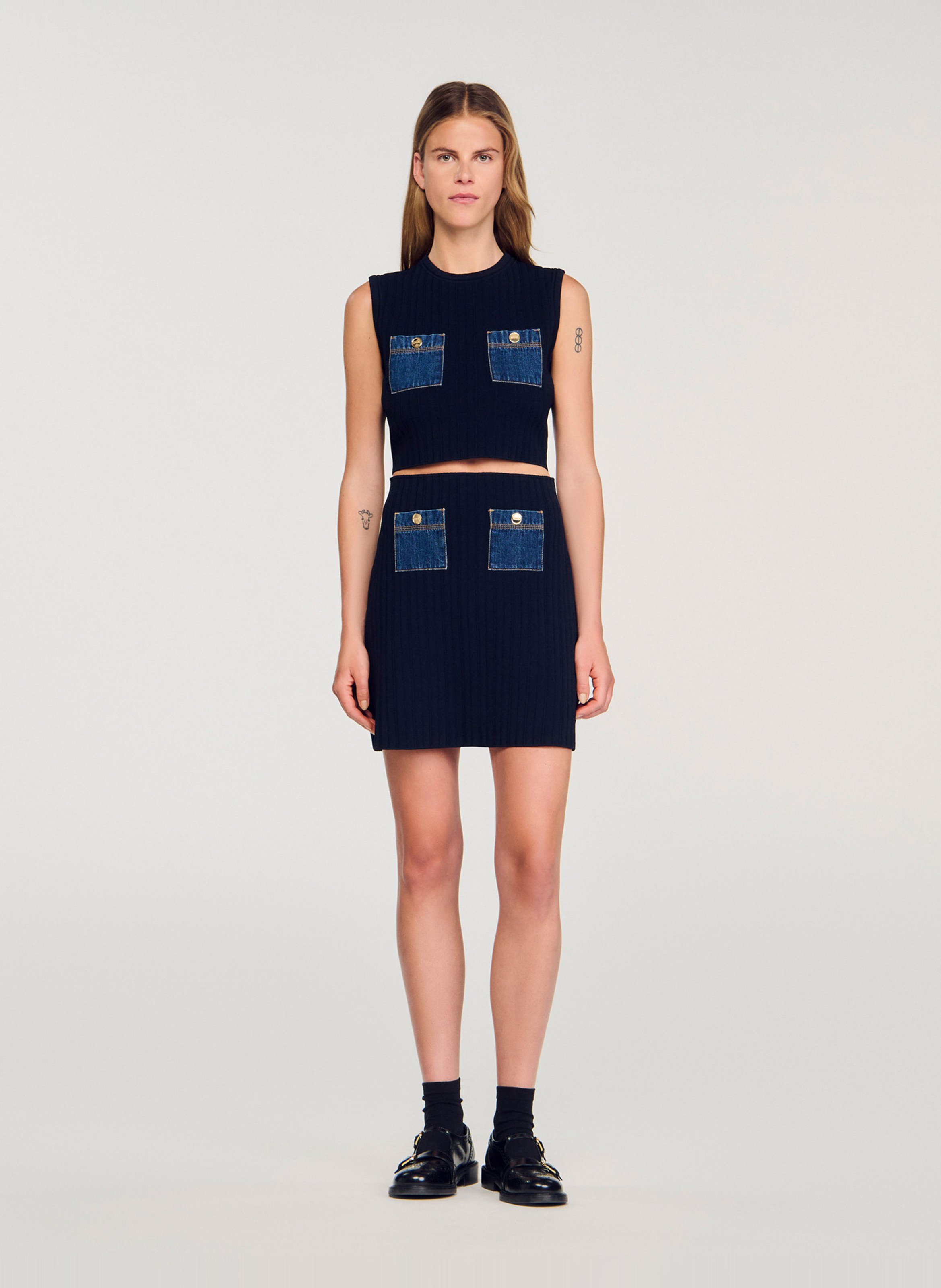 Short A-line skirt SANDRO Blue