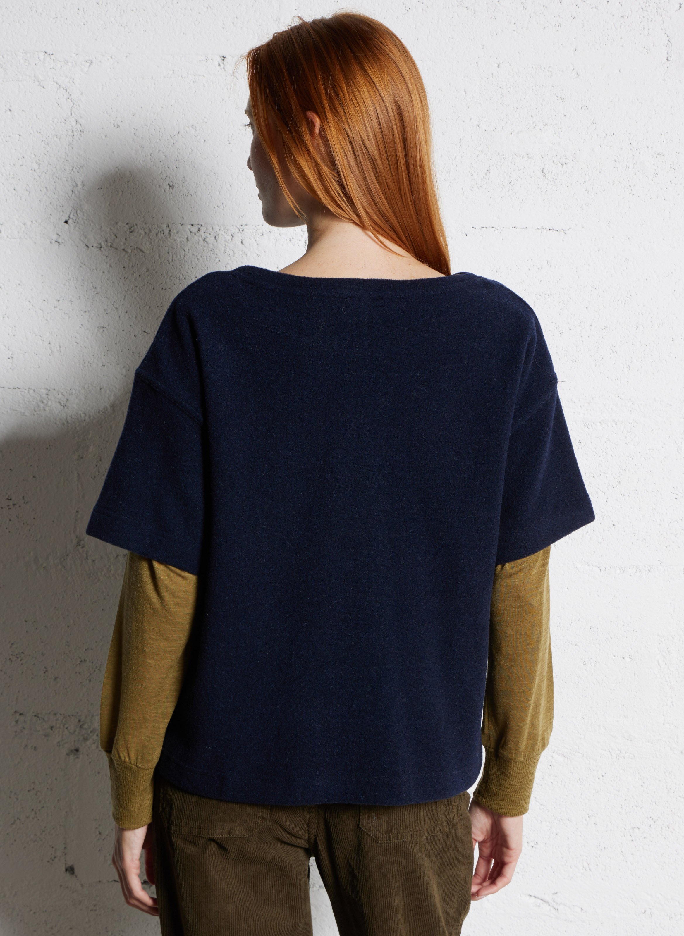 T-shirt van wolmix met ronde hals BENSIMON Blauw