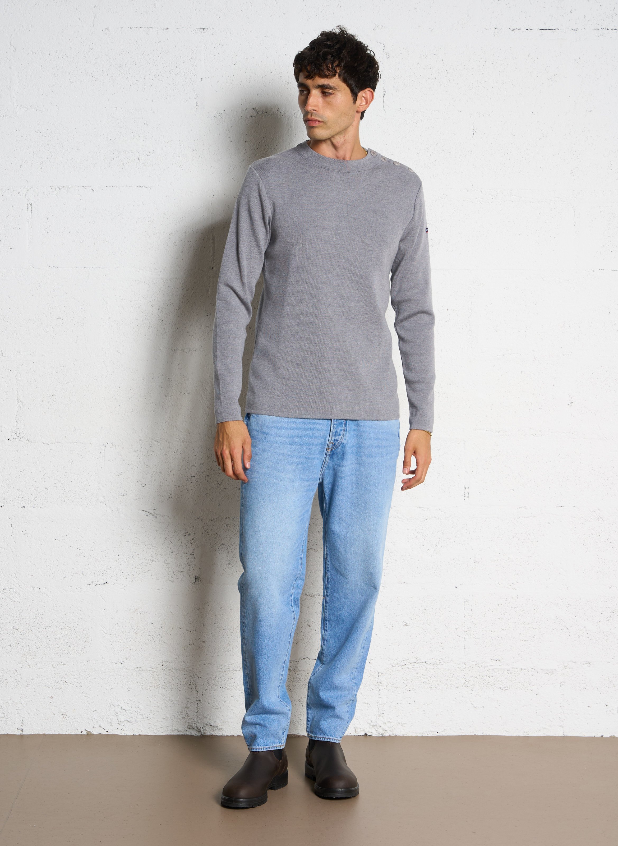 Rundhalspullover aus Wolle, Regular Fit ARMOR LUX Grau