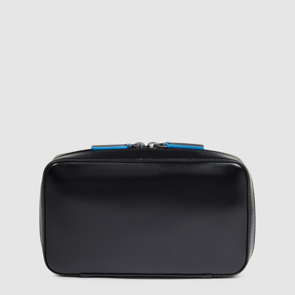 Leather cable storage bag with mouse pocket PIQUADRO Black