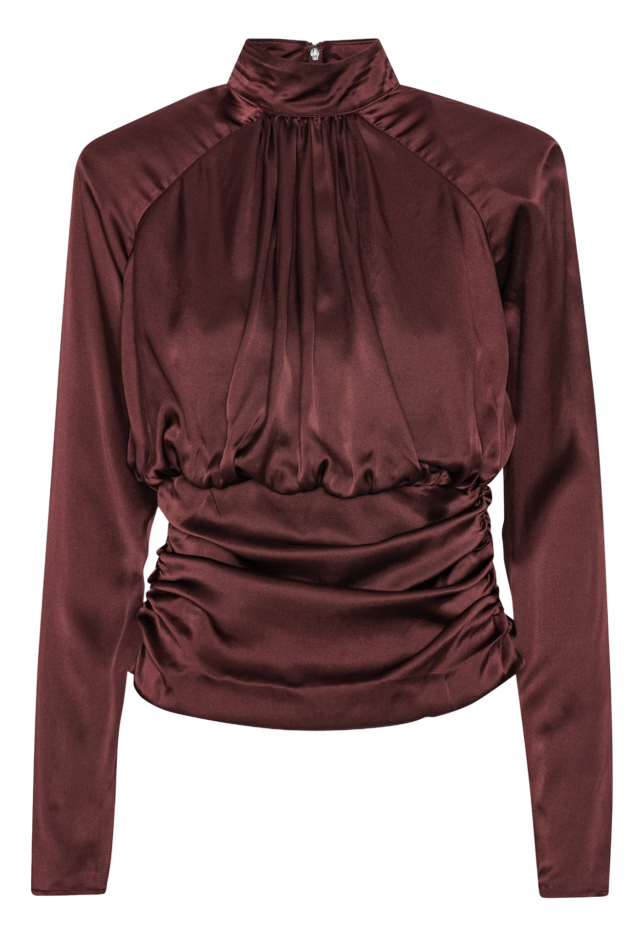 Silk high-neck straight top ROTATE Brown