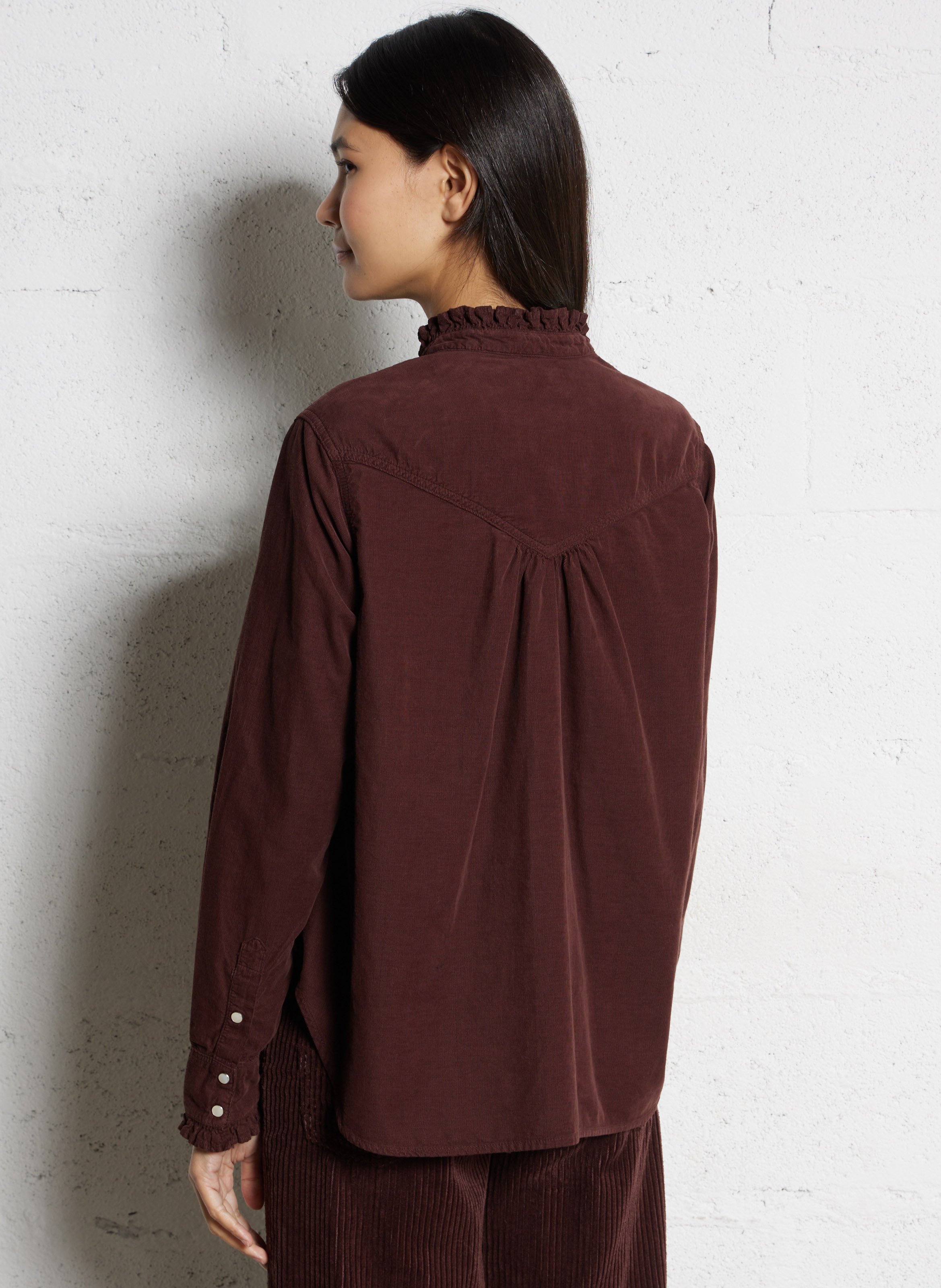 Blouse van katoenen corduroy met Victoriaanse kraag ACQUAVERDE Bruin