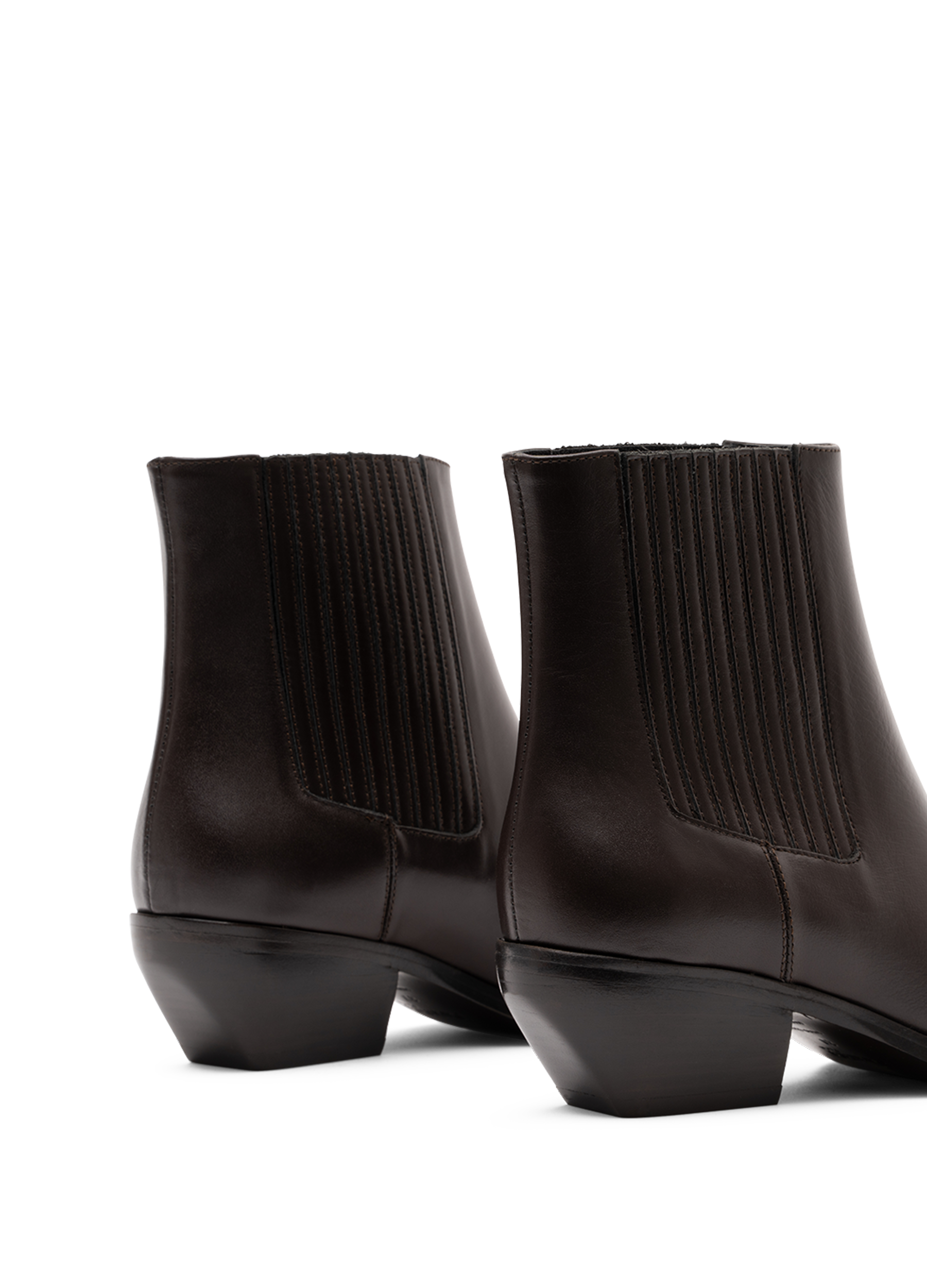 Smooth espresso calf leather ankle boots PARALLELE PARIS Brown