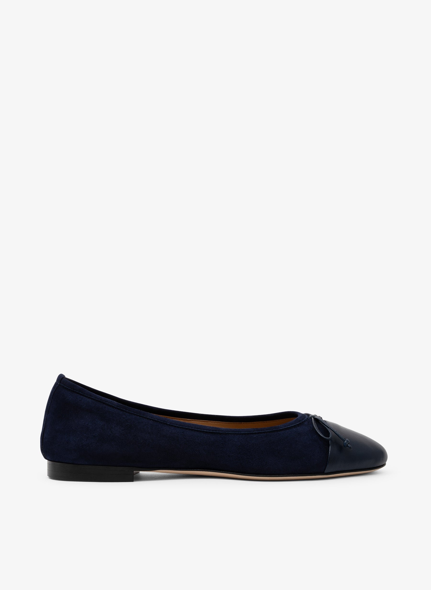Navy blue suede leather ballerina flats PARALLELE PARIS Blue