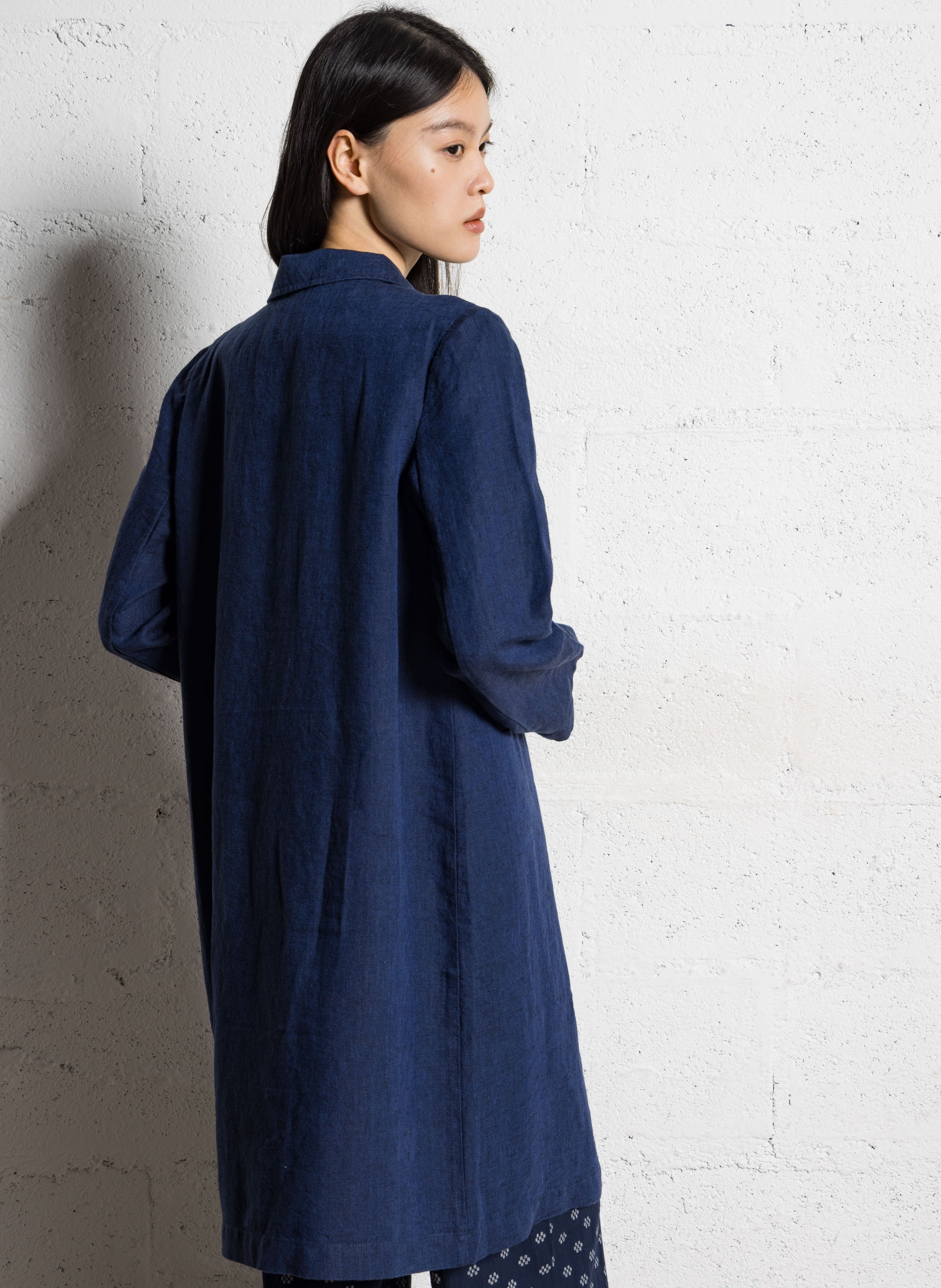 Robe courte col tailleur en lin NICE THINGS Bleu